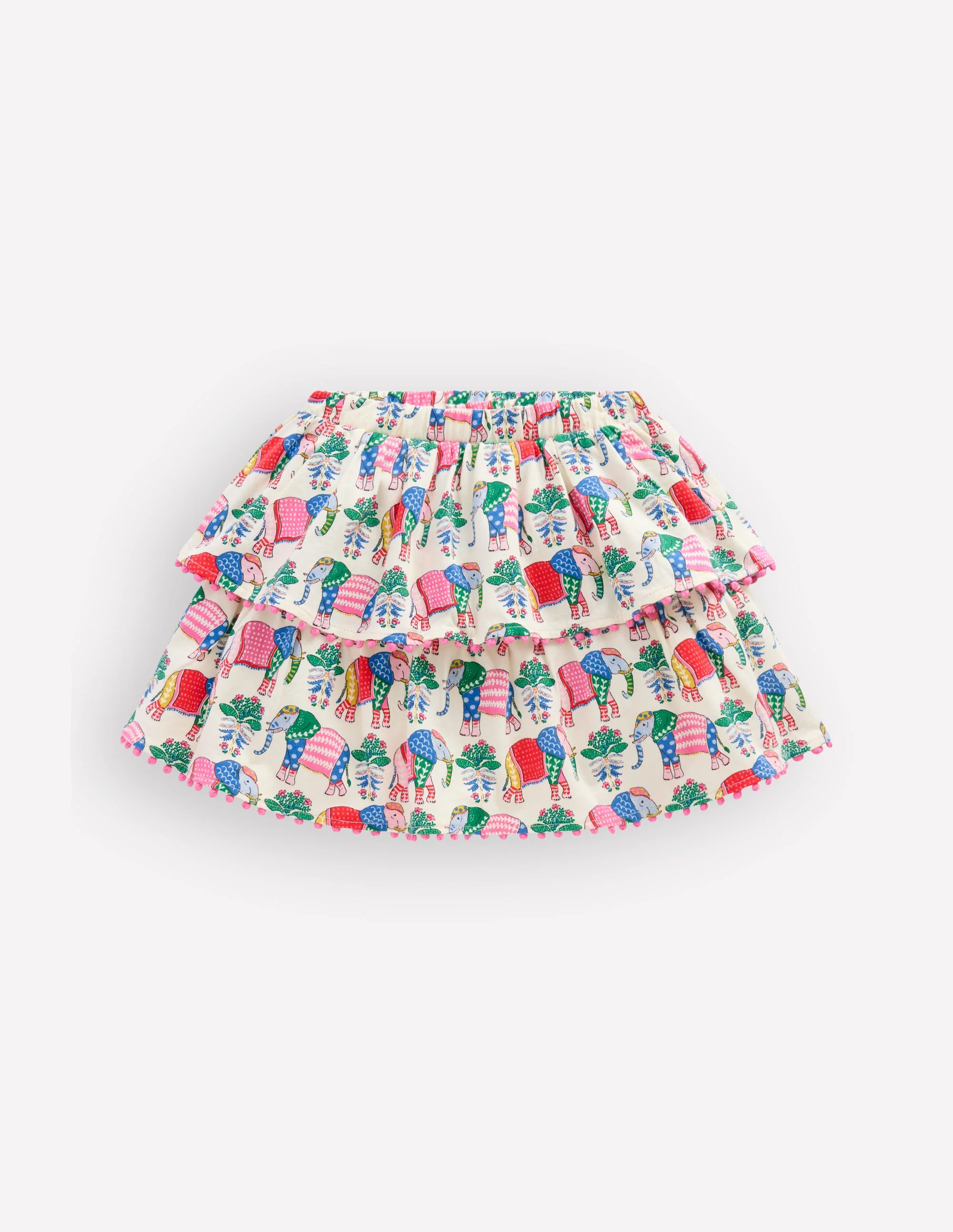 Jersey-Skort mit Rüschen-Bunt Elefant Holzblock