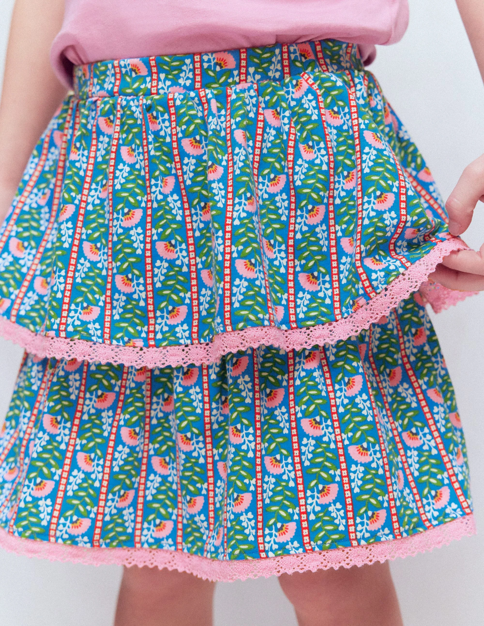 Jersey-Skort mit Rüschen-Eisvogelblau Florale Rebe - Image 2