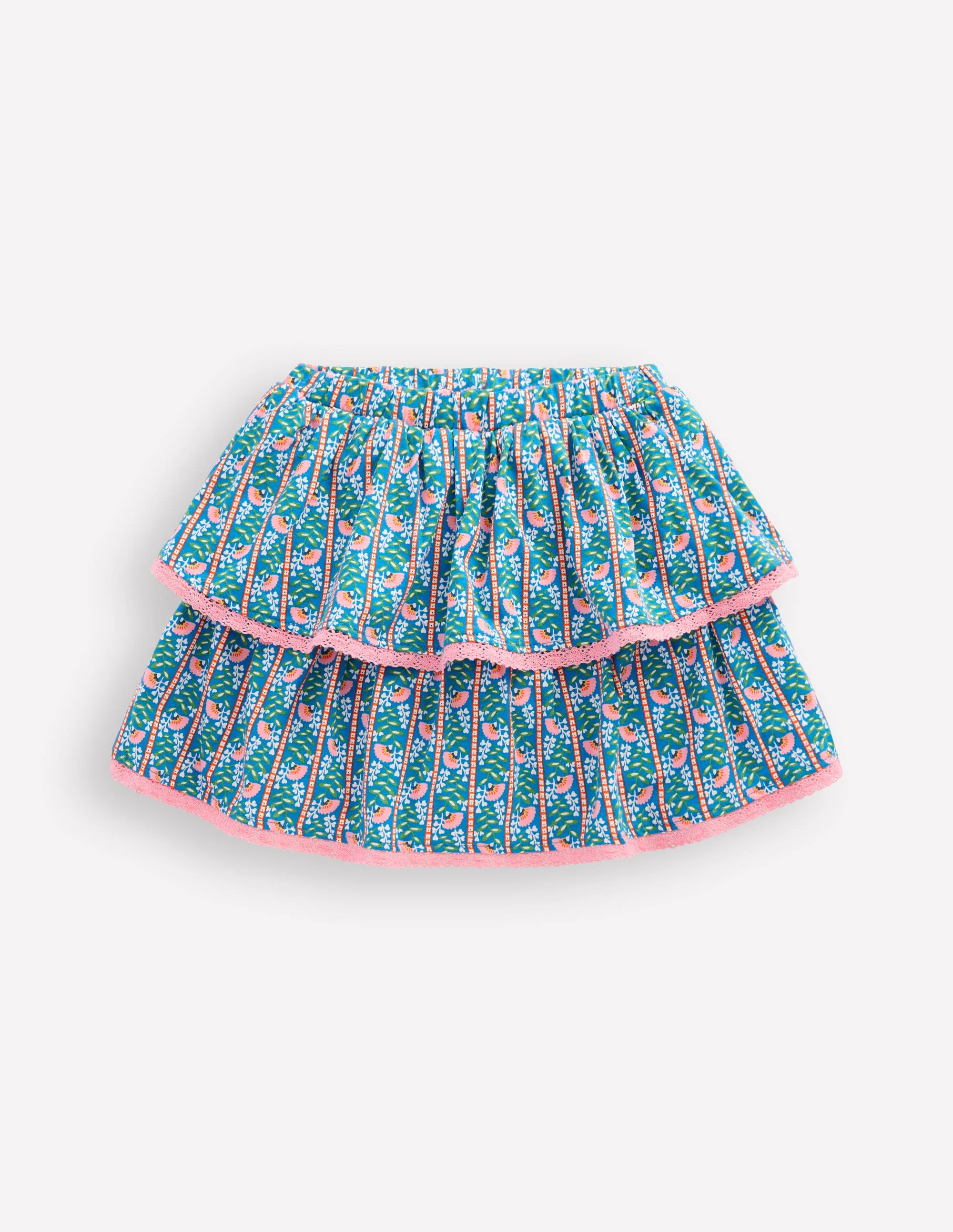 Jersey-Skort mit Rüschen-Eisvogelblau Florale Rebe - Image 3