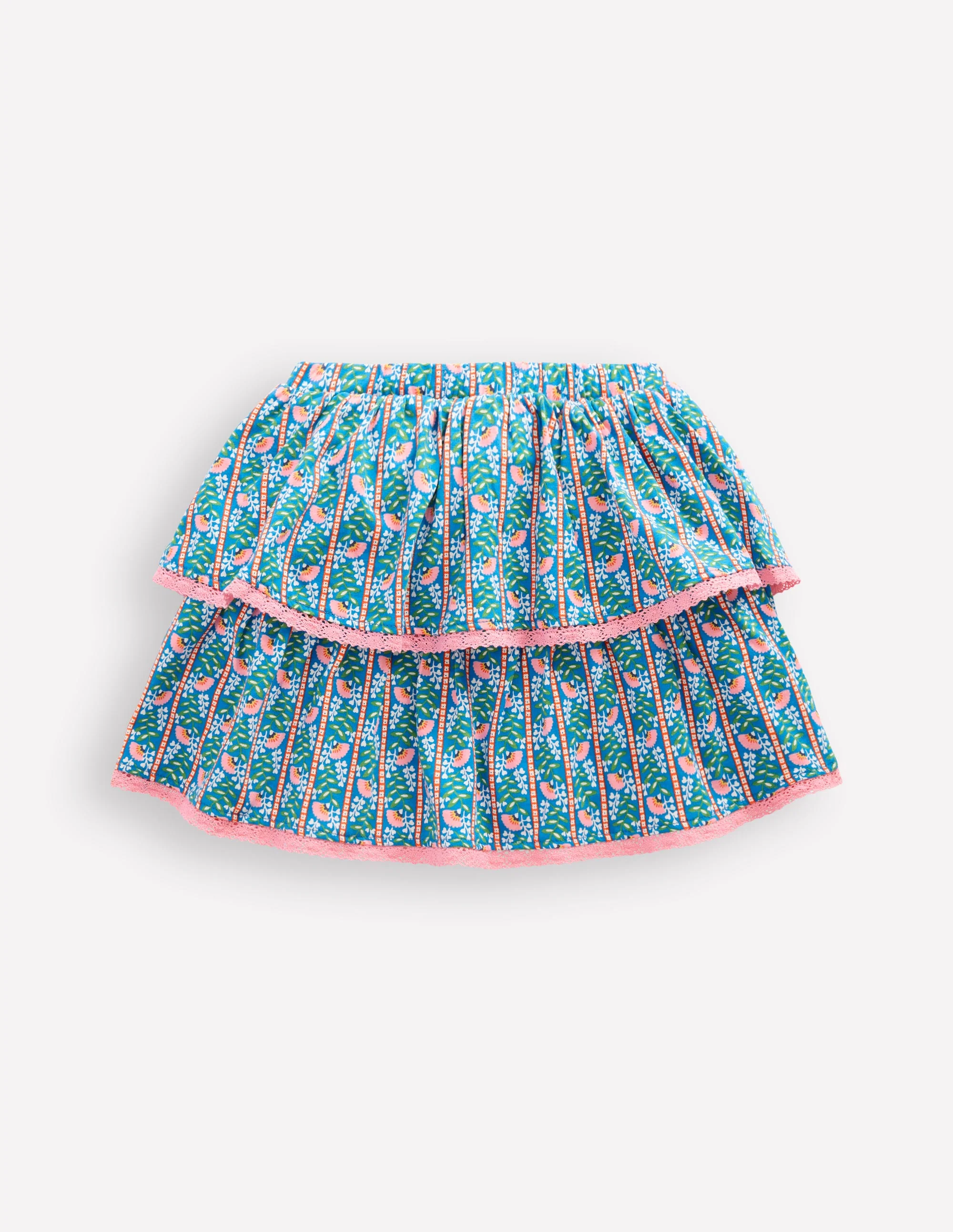 Jersey-Skort mit Rüschen-Eisvogelblau Florale Rebe - Image 4