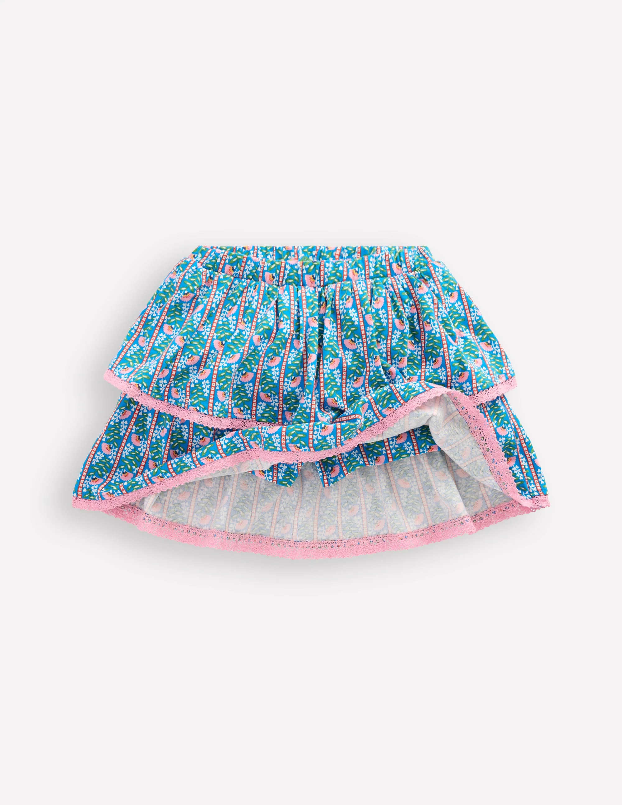 Jersey-Skort mit Rüschen-Eisvogelblau Florale Rebe - Image 6