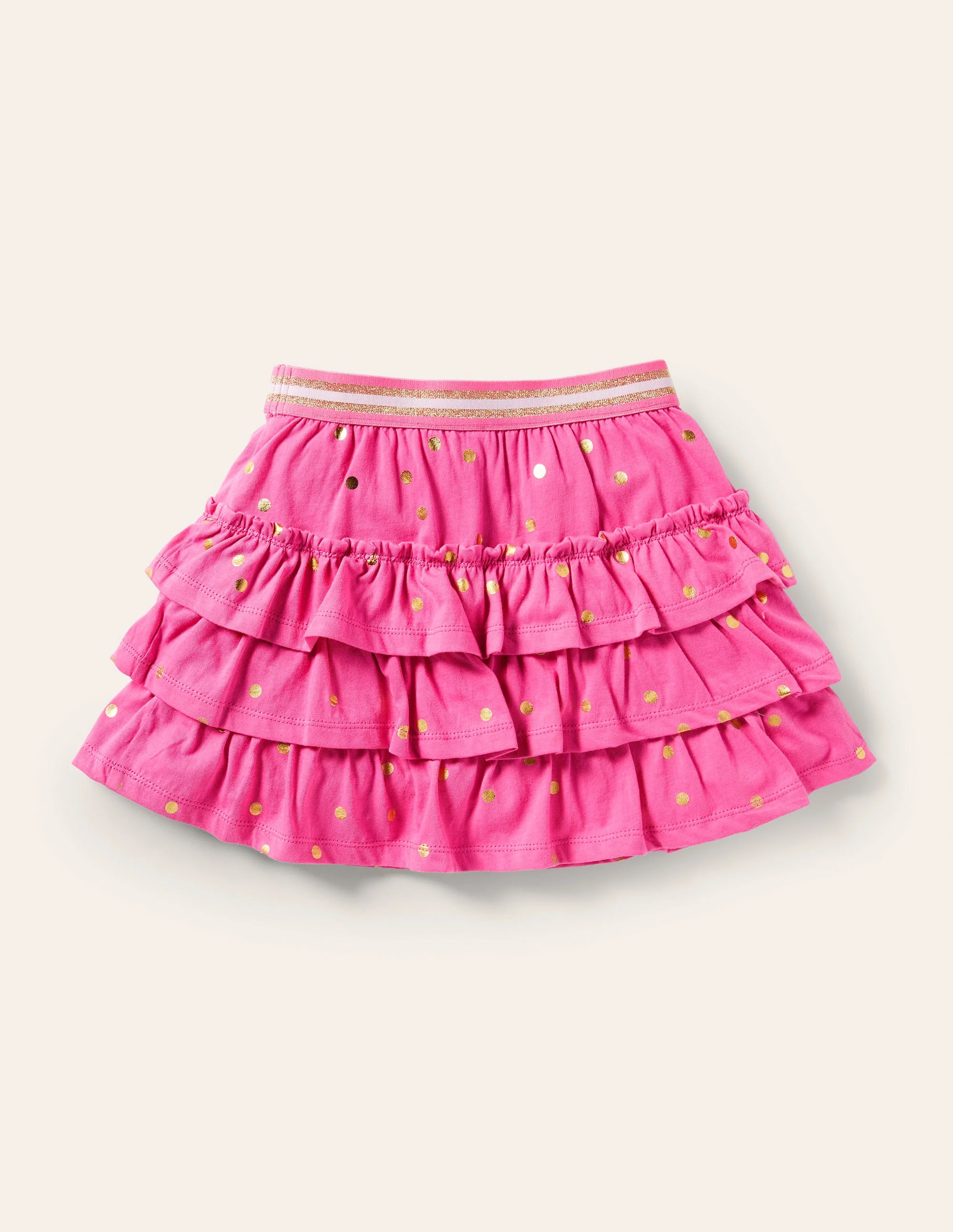 Jersey-Skort mit Rüschen-Helles Blütenrosa Goldene Punkte - Image 2