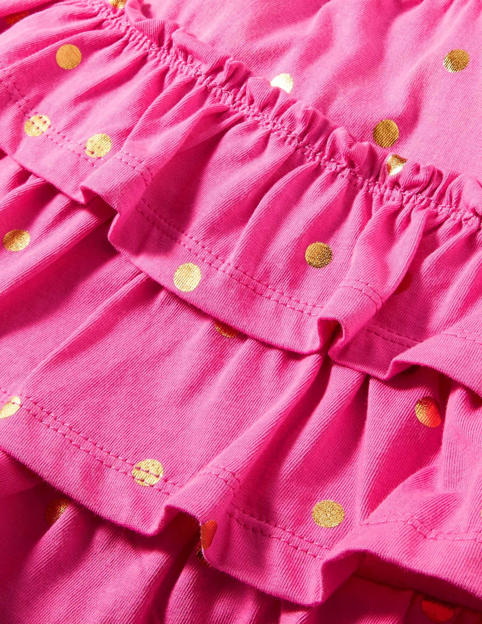 Jersey-Skort mit Rüschen-Helles Blütenrosa Goldene Punkte - Image 3