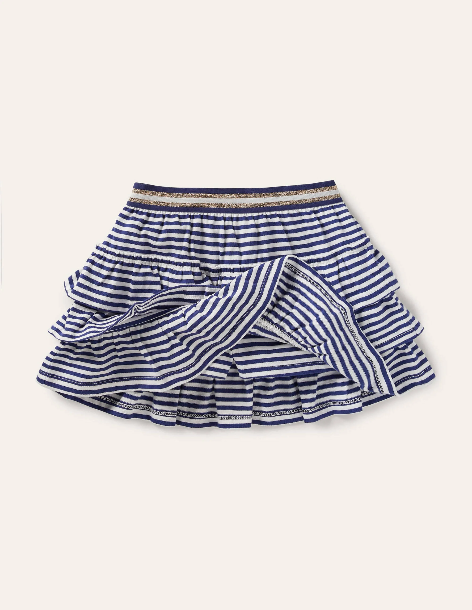 Jersey-Skort mit Rüschen-Indigoblau/Weiß - Image 4