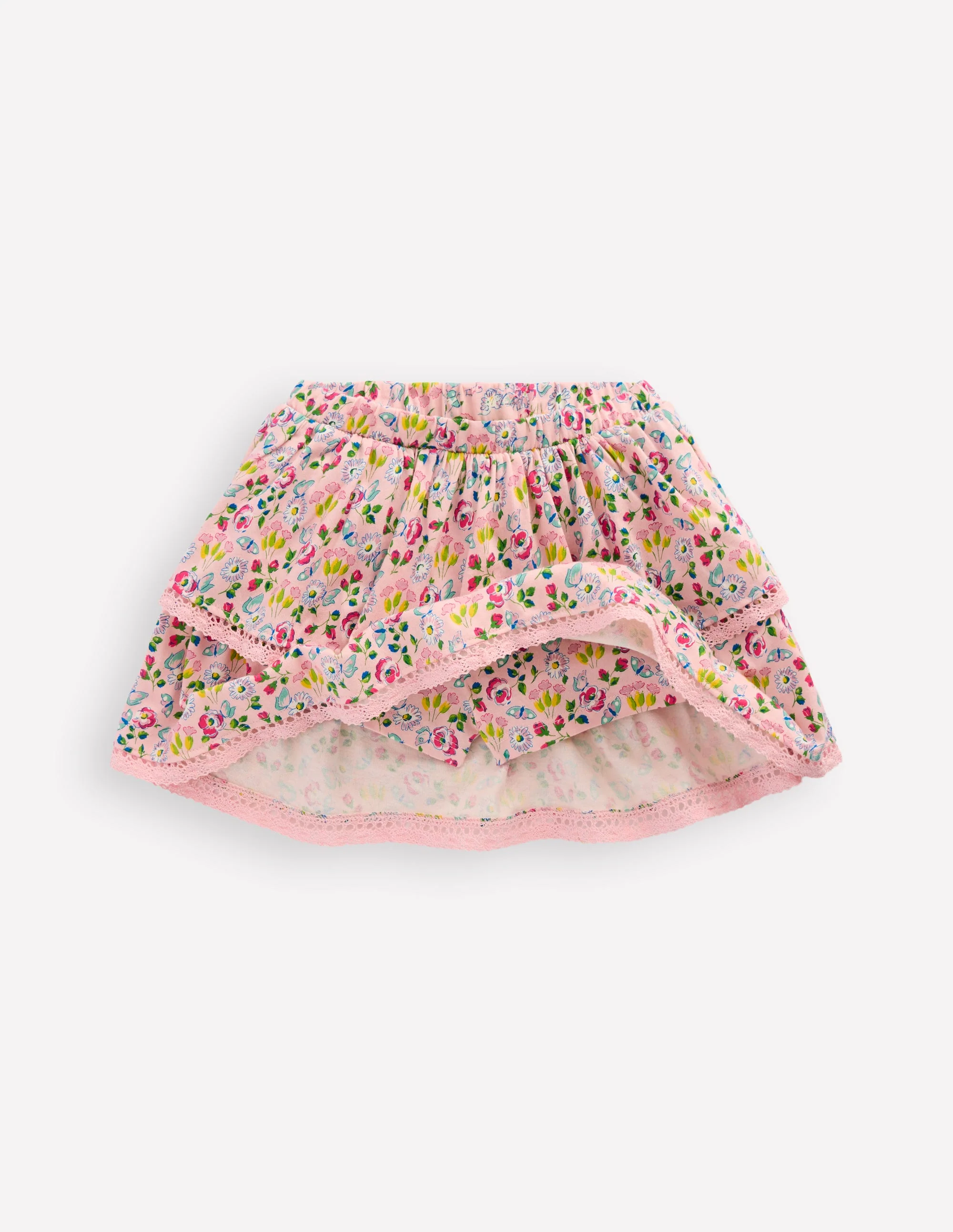 Jersey-Skort mit Rüschen-Kreiderosa Frühlingsgarten - Image 4