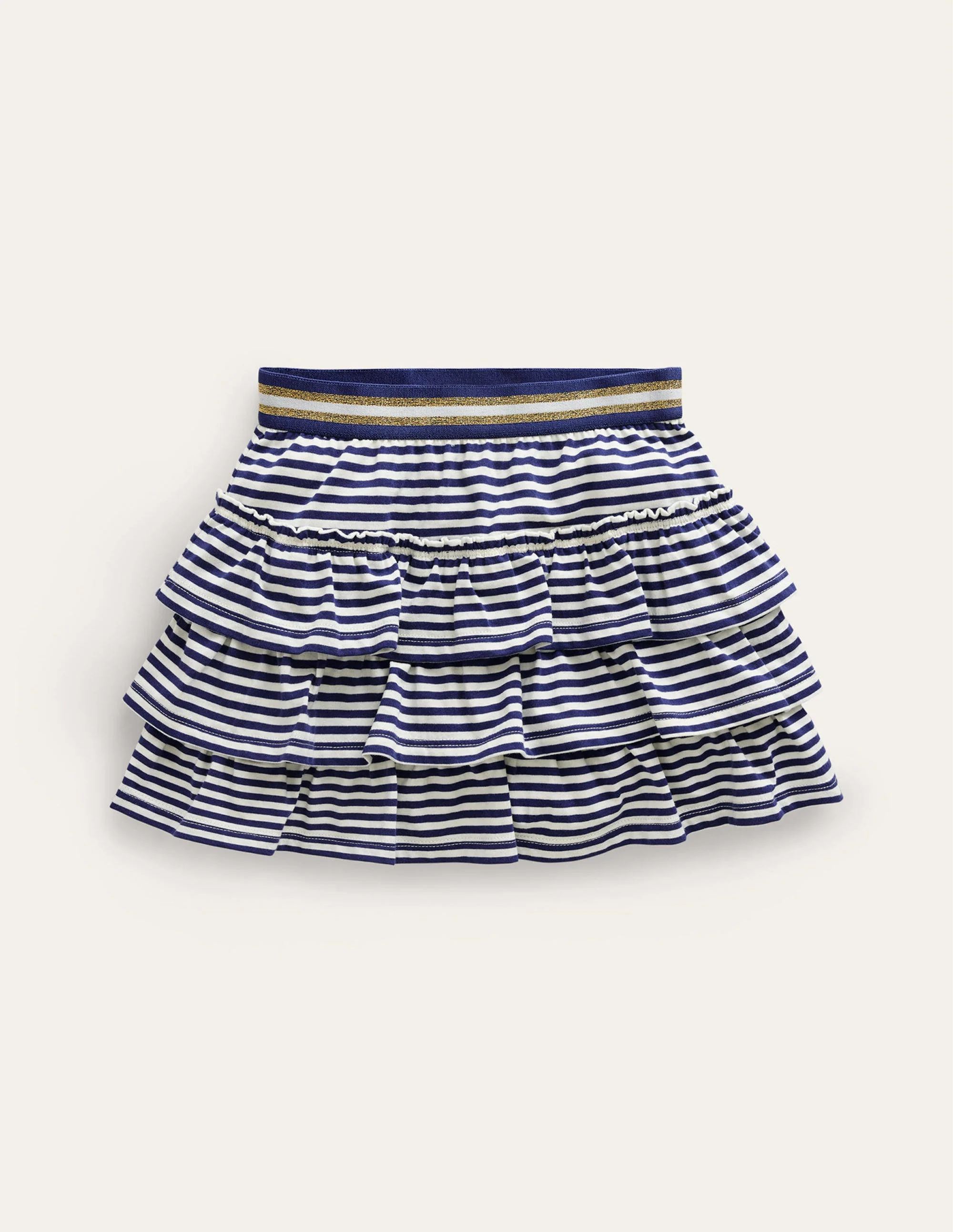 Jersey-Skort mit Rüschen-Schuluniform-Marineblau/Naturweiß