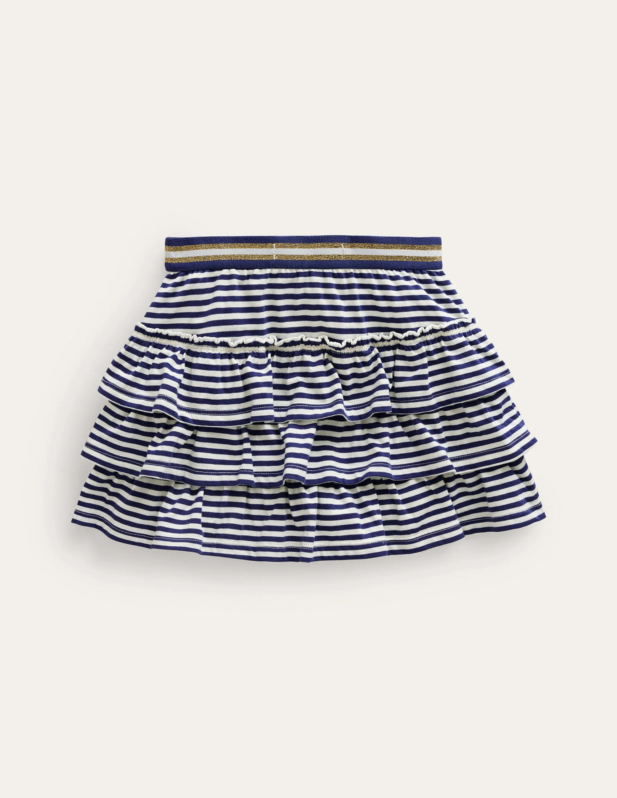 Jersey-Skort mit Rüschen-Schuluniform-Marineblau/Naturweiß - Image 2