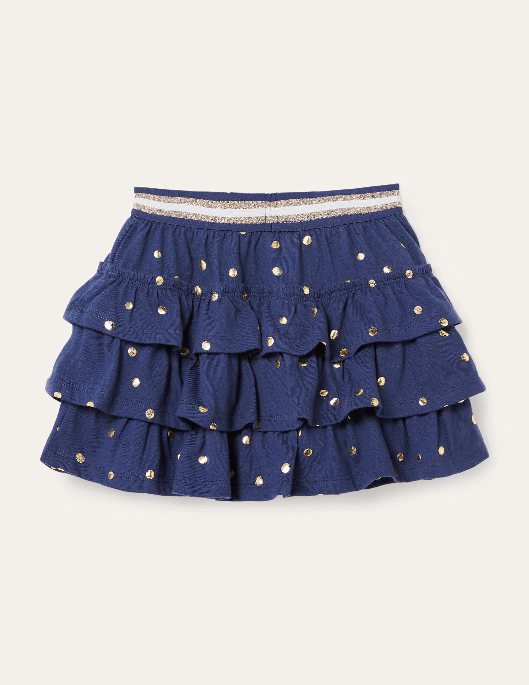 Jersey-Skort mit Rüschen-Steuerbord Marineblau Goldene Punkte - Image 2