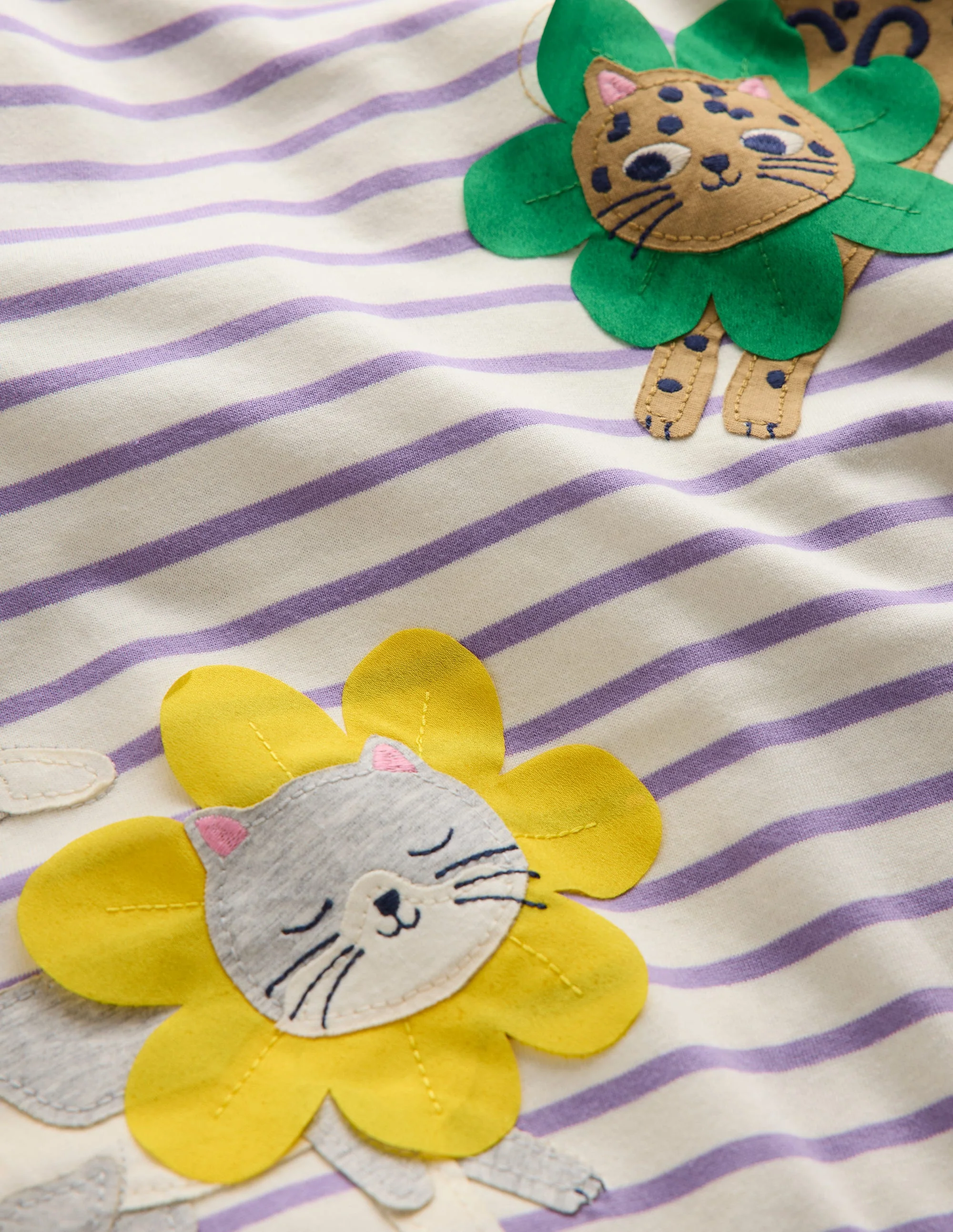 Jersey-Tunika mit Applikationen-Asternlila/Naturweiß Katzen - Image 3