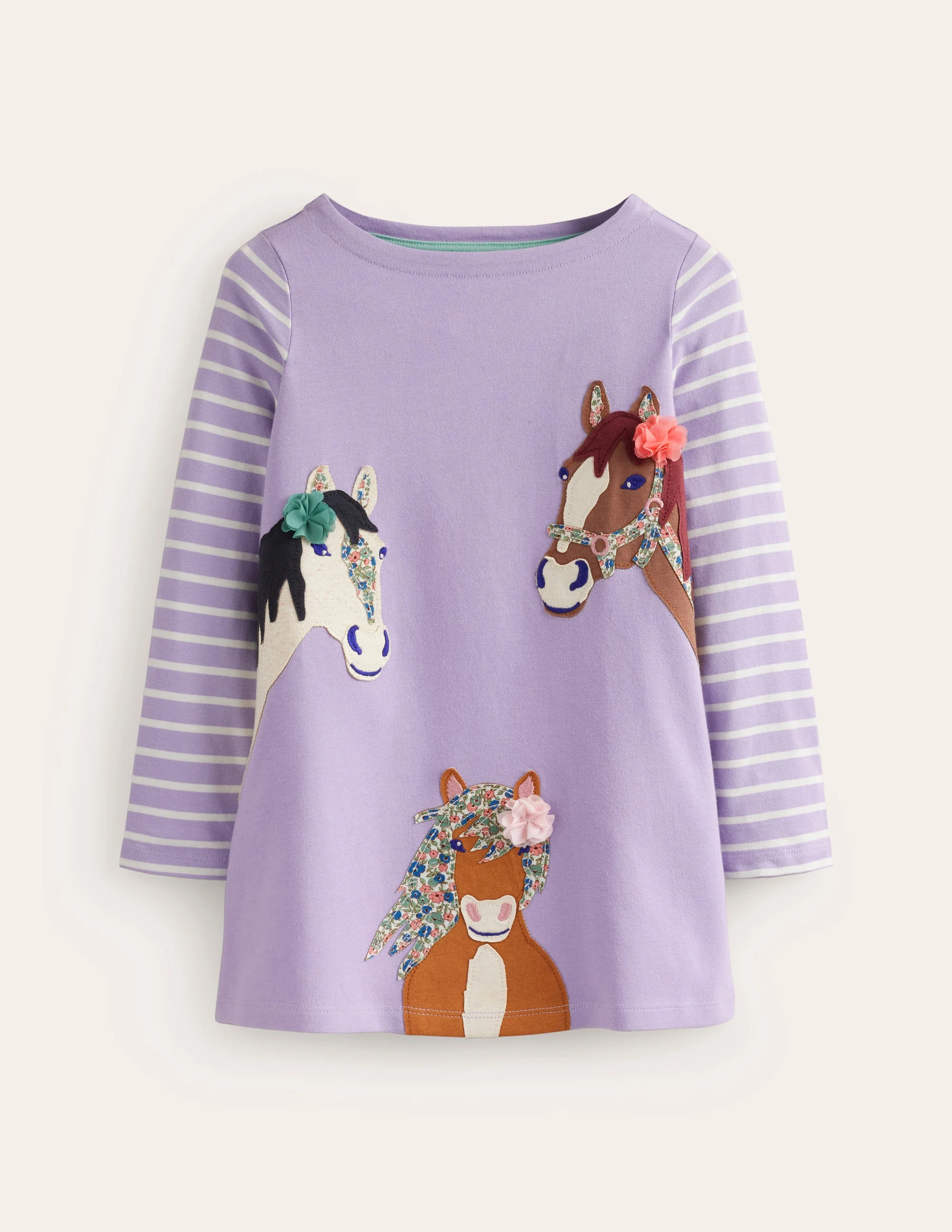 Jersey-Tunika mit Applikationen-Rittersporn „Misty Lavender“