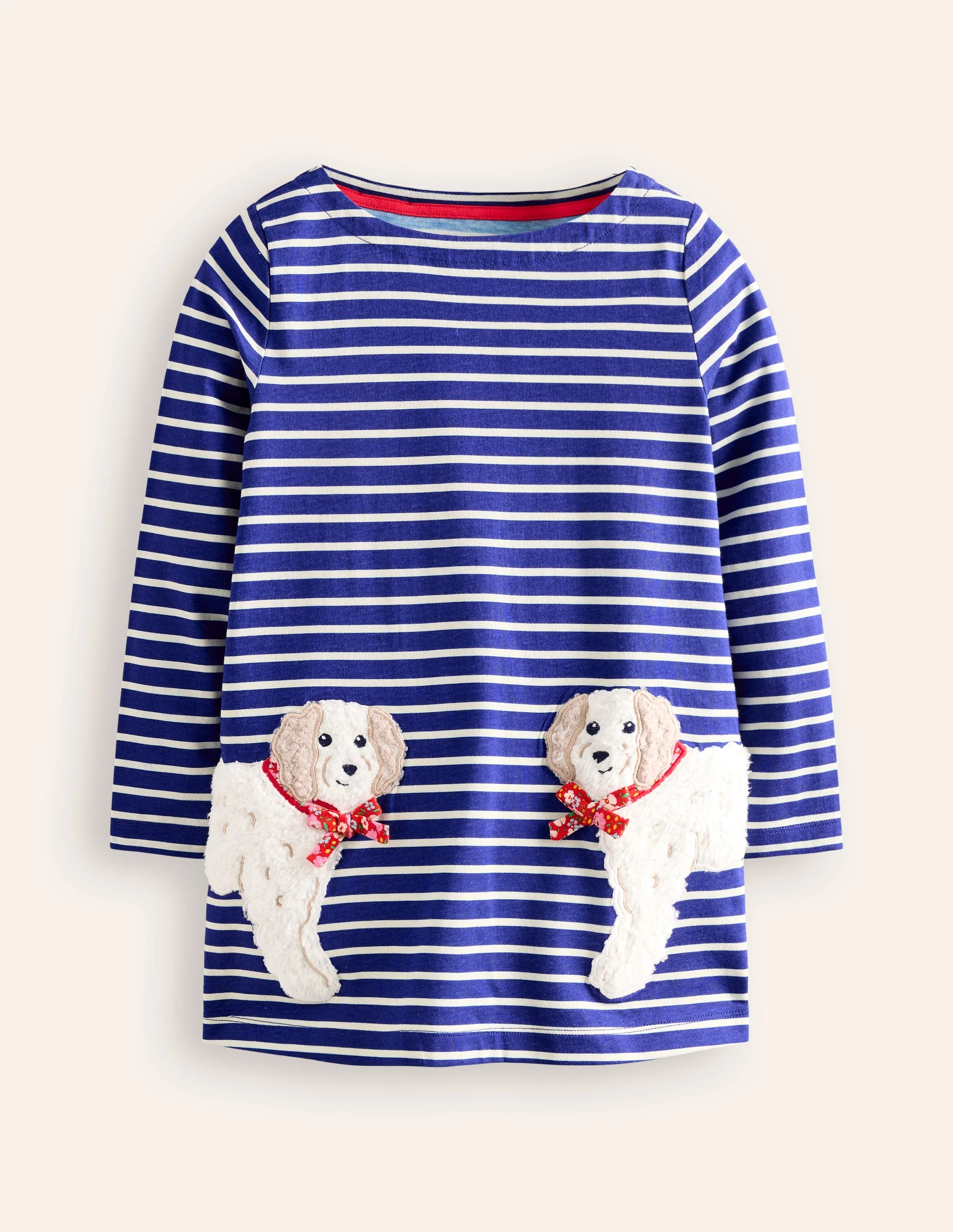 Jersey-Tunika mit Applikationen-Steuerbord-Blau/Naturweiß Hunde