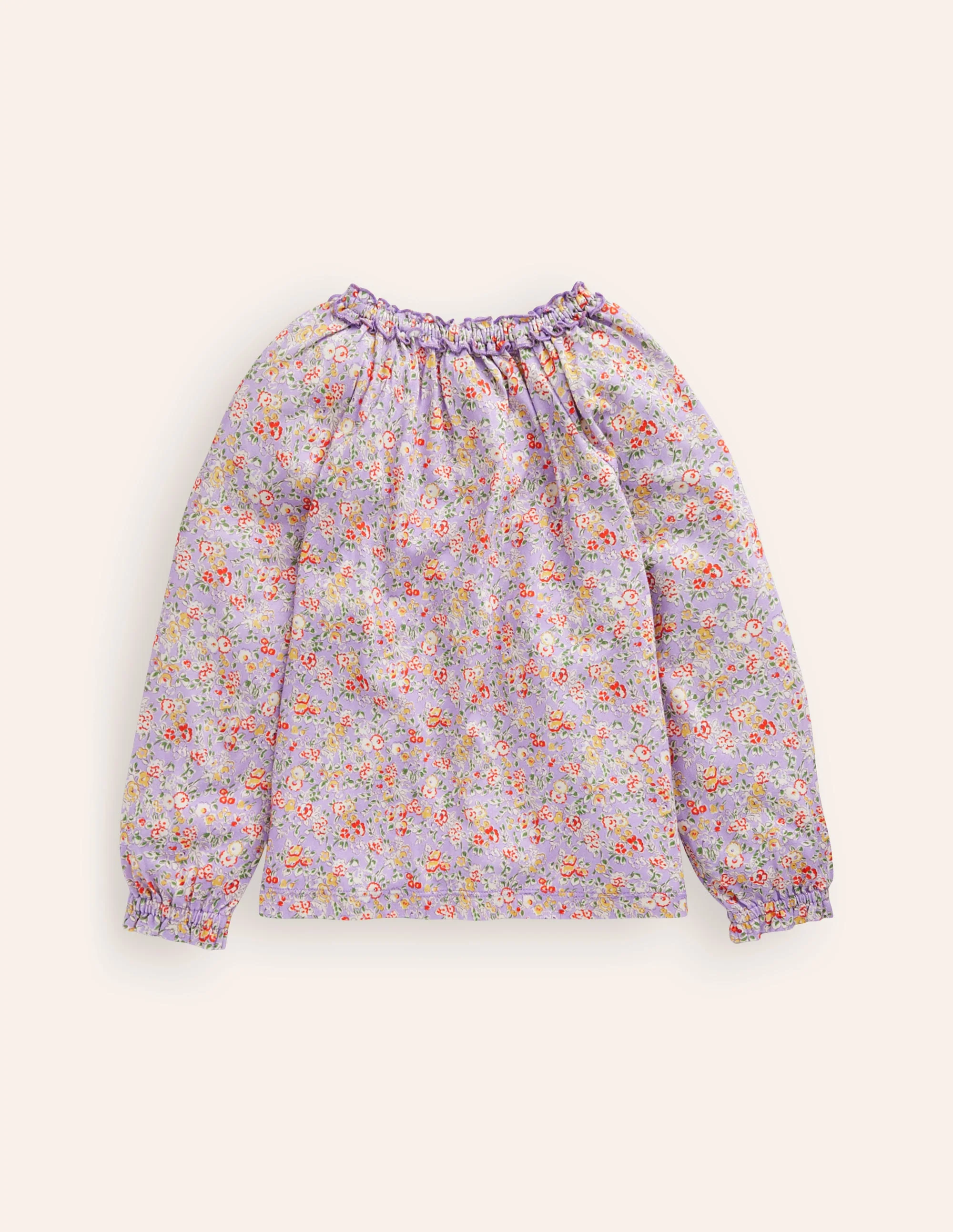 Jerseybluse mit Rüschenausschnitt-Flieder Vintage Blumenmuster - Image 2