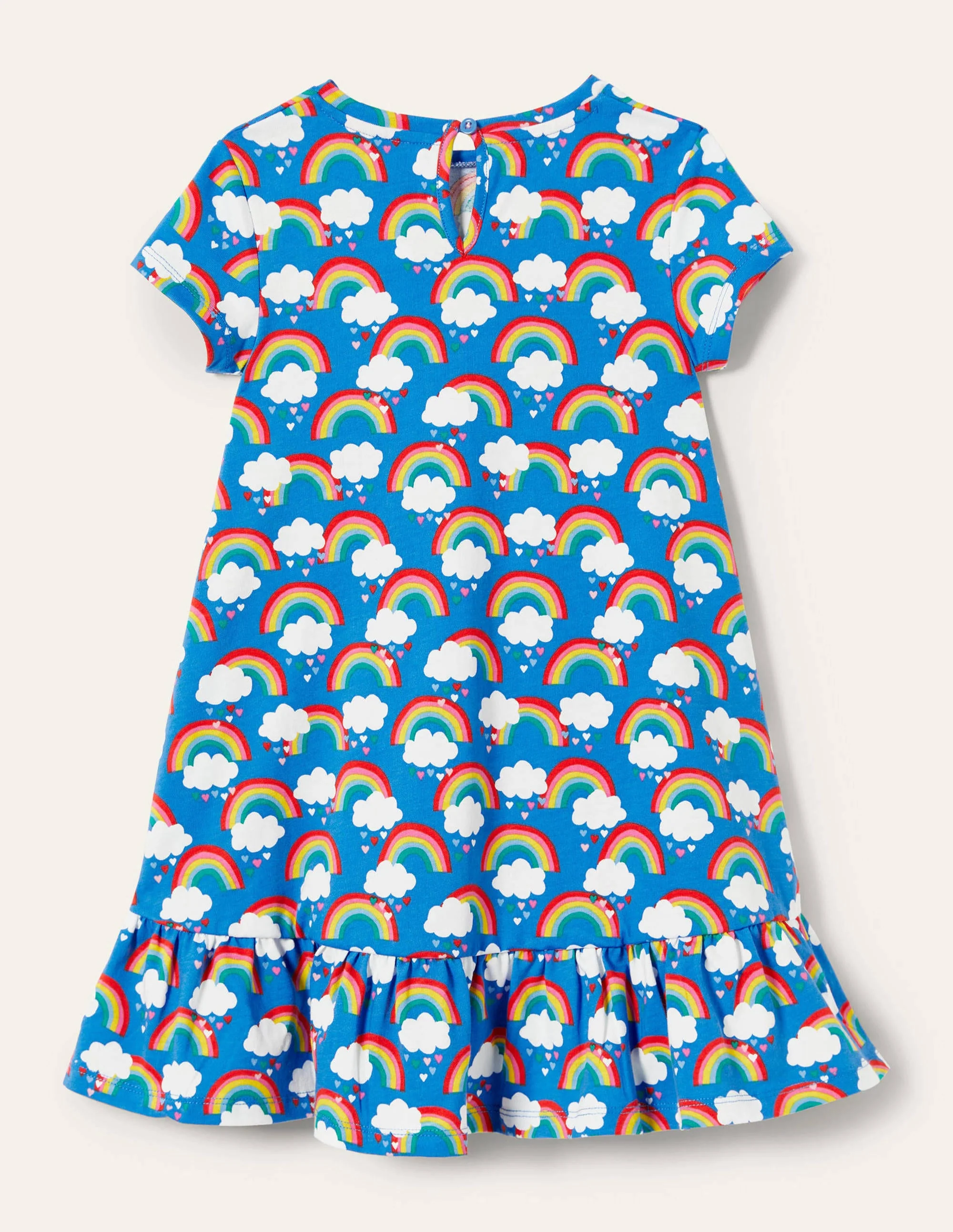 Jerseykleid mit abfallendem Saum-Marokkoblau, Regenbogen/Herzen - Image 2