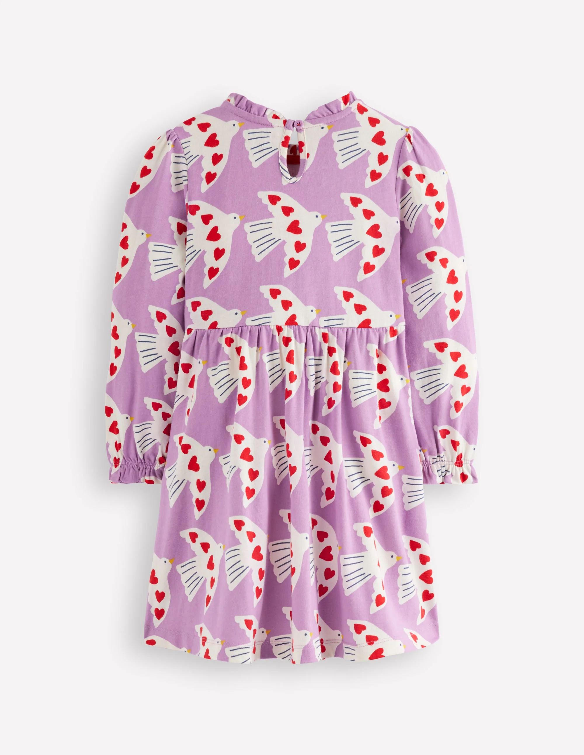 Jerseykleid mit Blousonärmeln-Blasses Stiefmütterchen Liebesvögel - Image 2