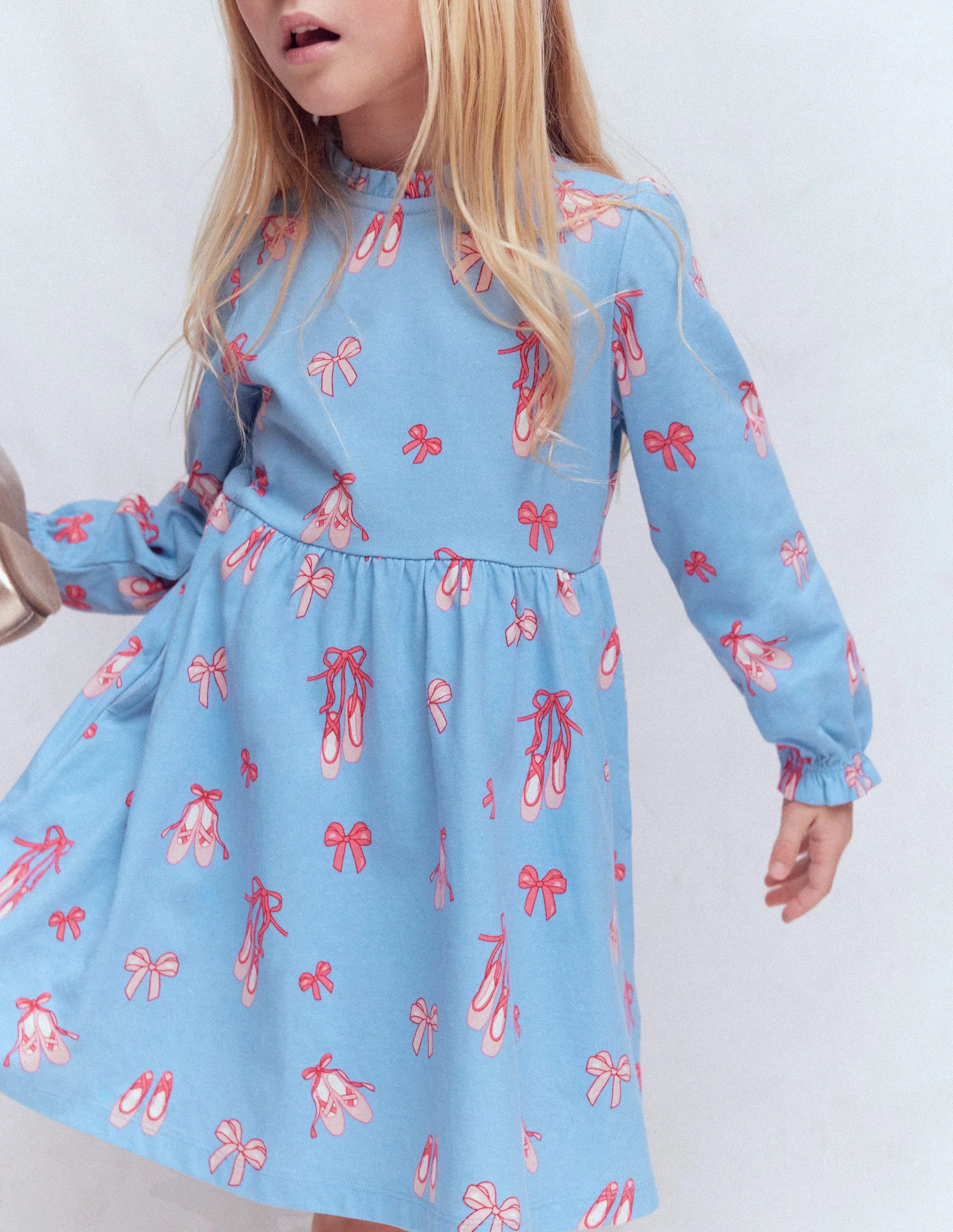 Jerseykleid mit Blousonärmeln-Hellblau Ballettschuhe - Image 3