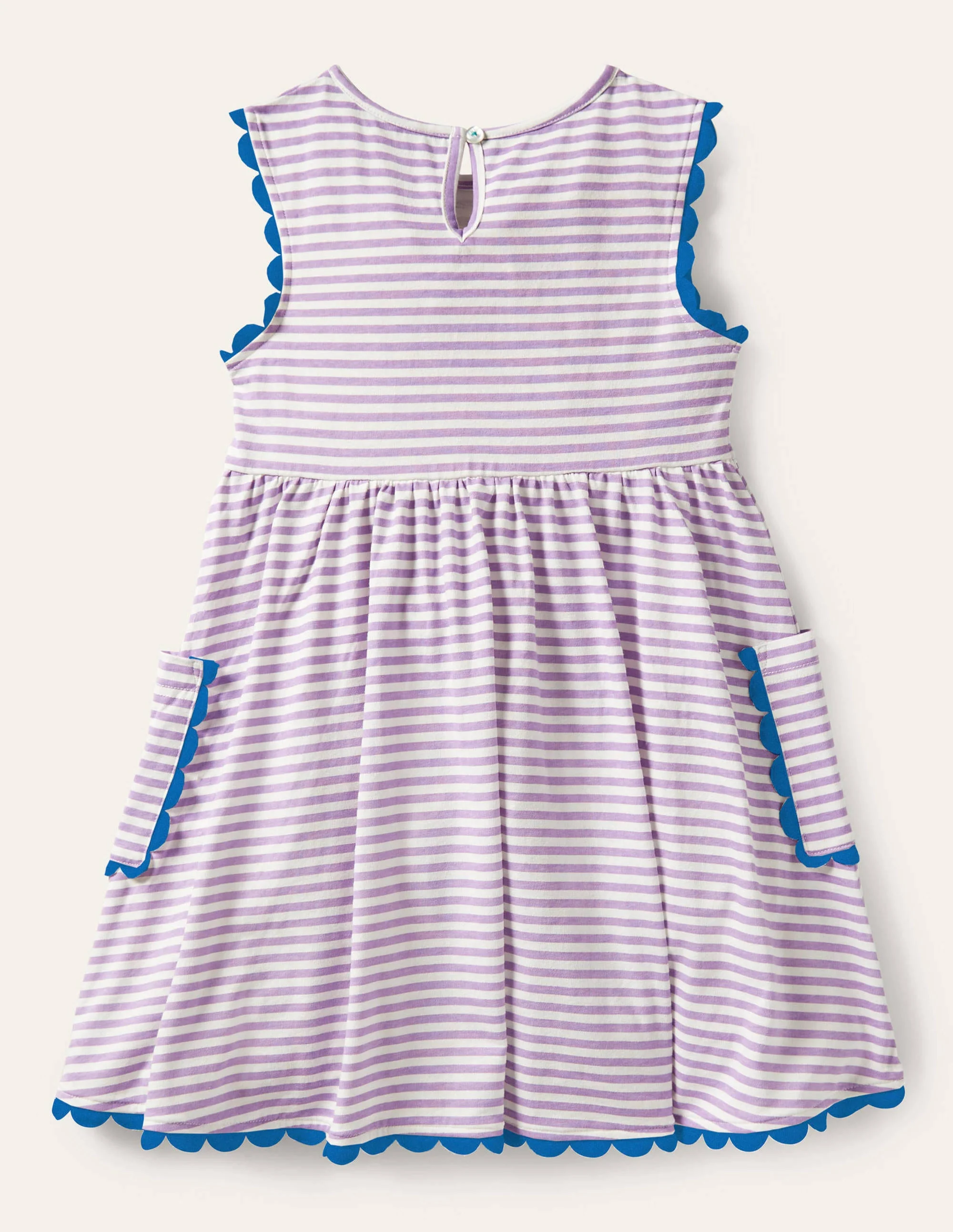 Jerseykleid mit Bortendetail-Weiß/Kühles Violett - Image 2