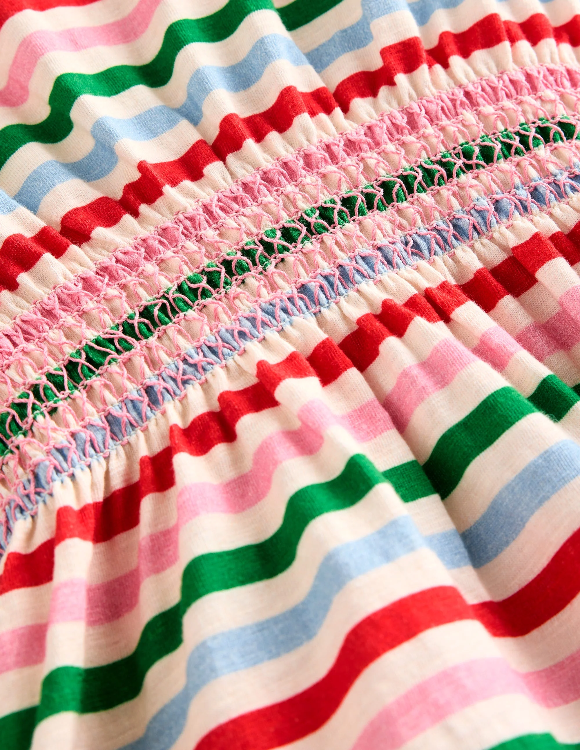 Jerseykleid mit geraffter Taille-Ackerbohnengrün/Pink, Gestreift - Image 3