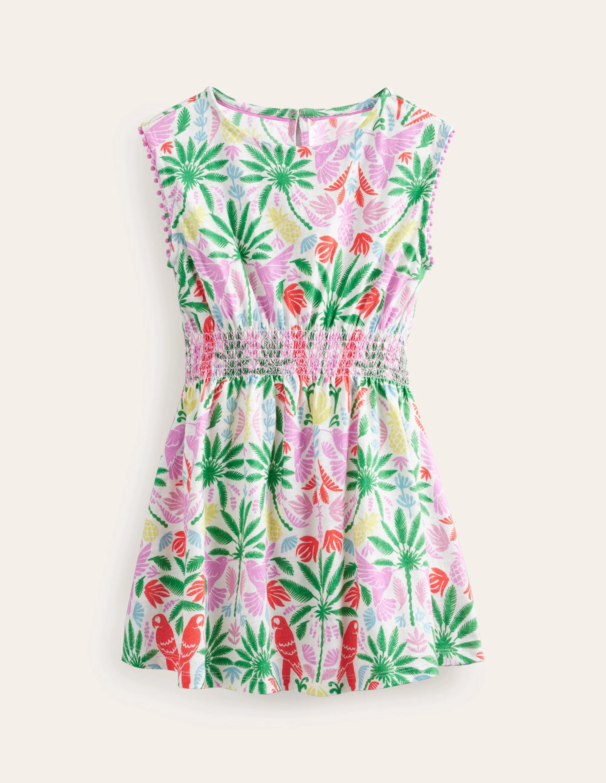 Jerseykleid mit geraffter Taille-Bunt Regenbogen Palme - Image 4