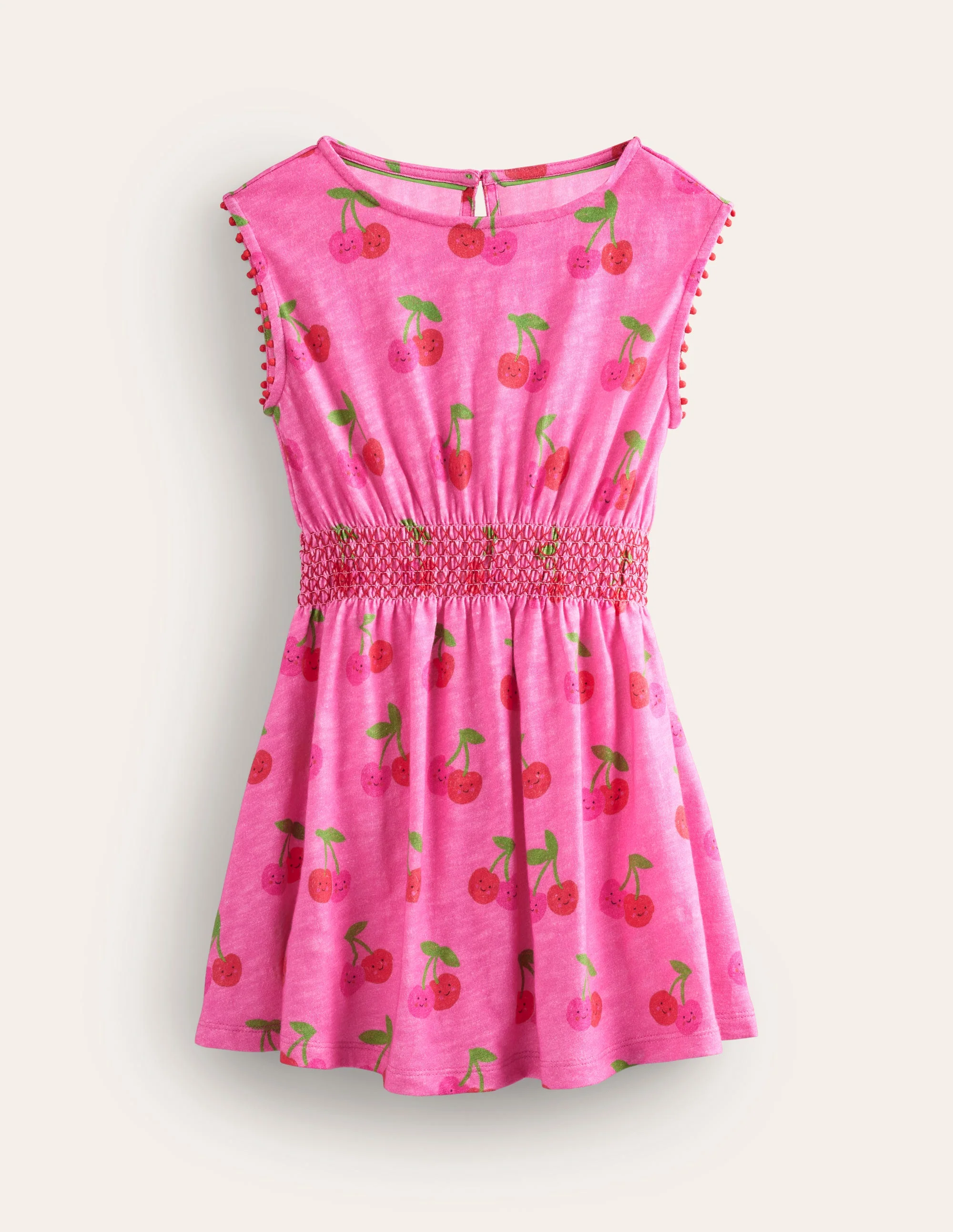 Jerseykleid mit geraffter Taille-Pink Kirschen