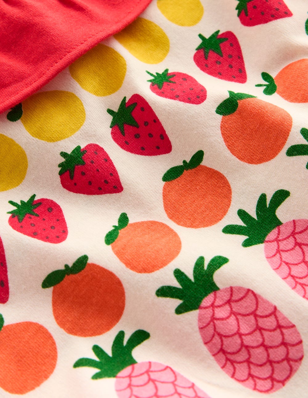 Jerseykleid mit gerüschtem Ausschnitt-Naturweiß Frucht Streifen - Image 6