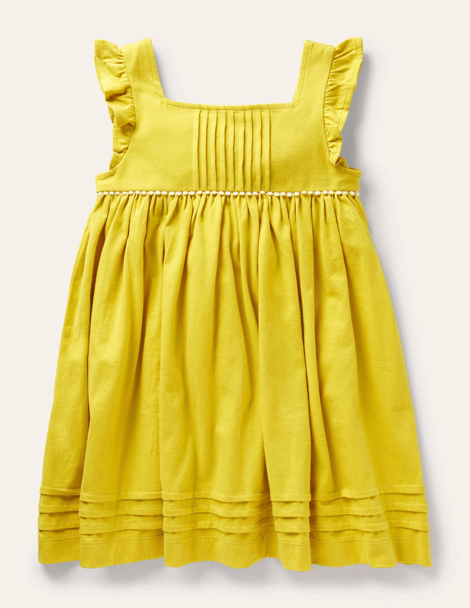 Jerseykleid mit gerüschten Ärmeln-Narzissengelb