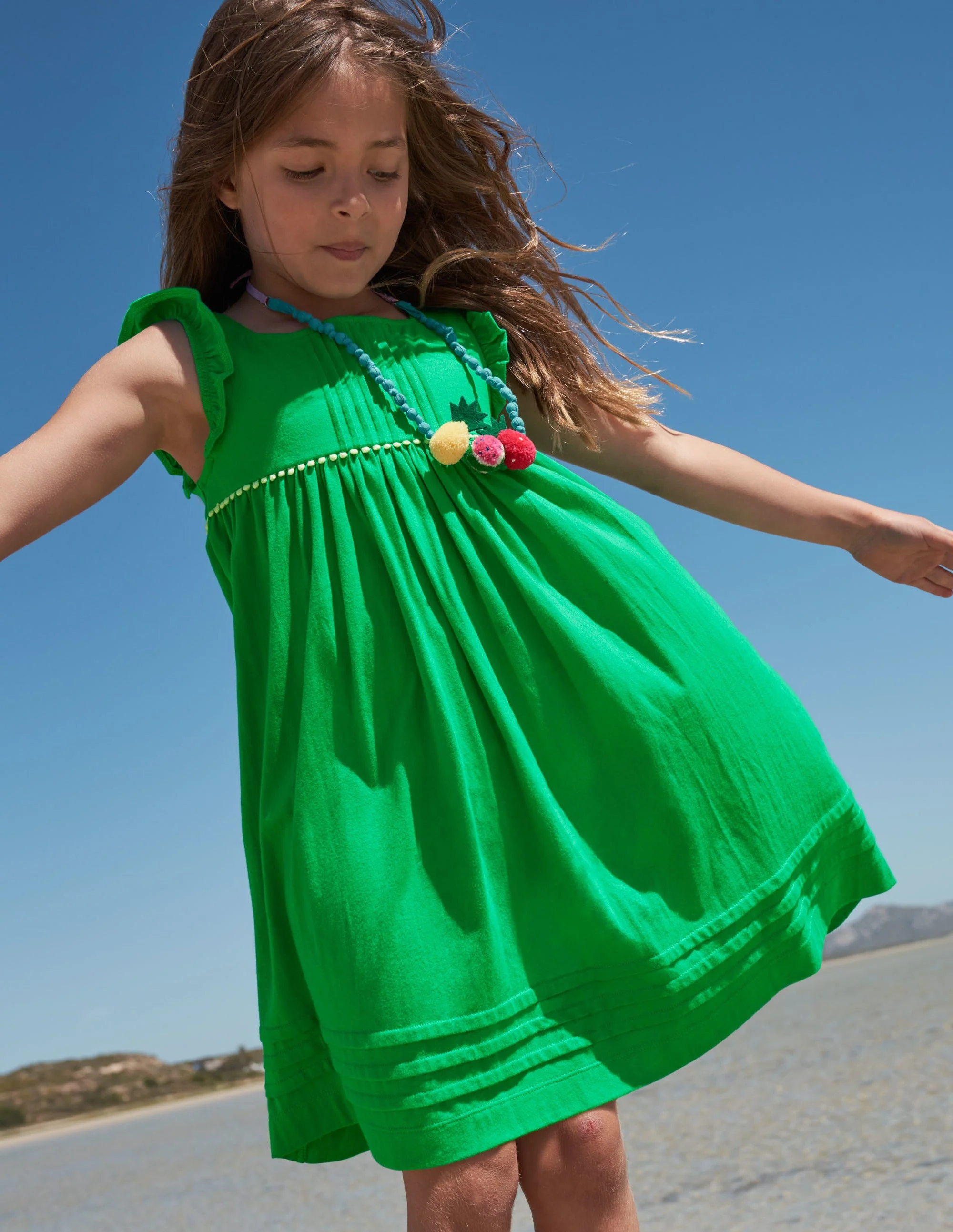 Jerseykleid mit gerüschten Ärmeln-Paprikagrün - Image 4
