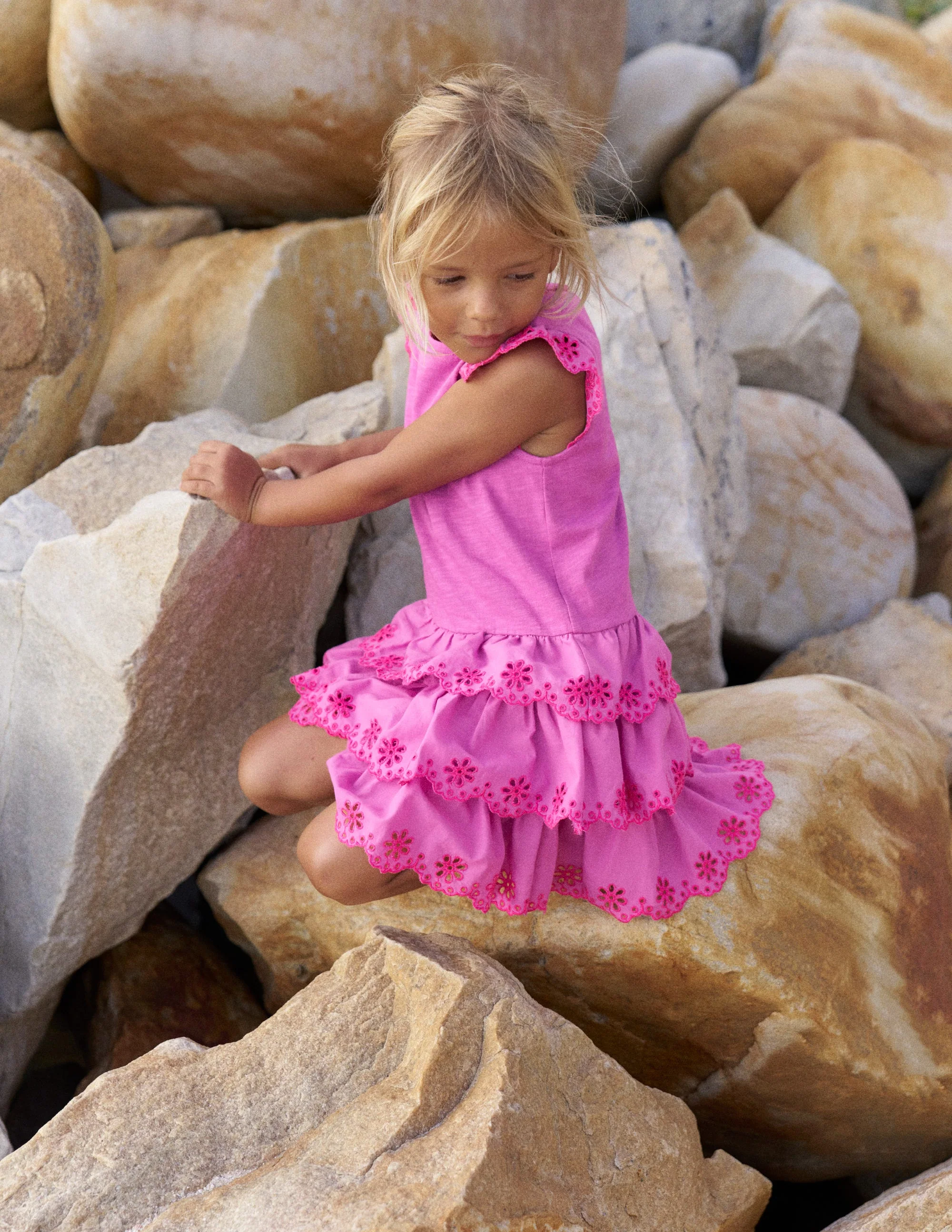 Jerseykleid mit Lochstickerei-Fingerhut-Lila - Image 4