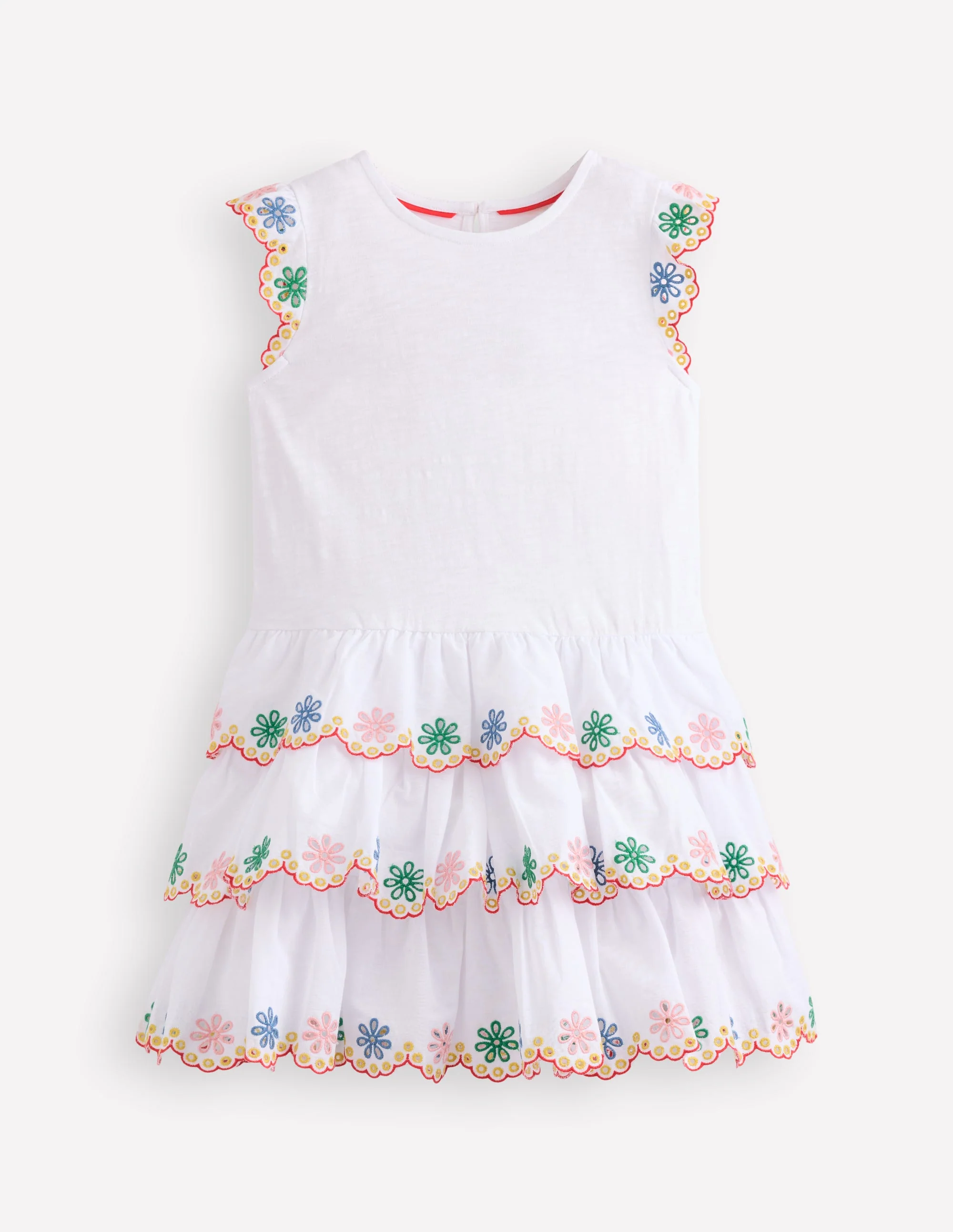 Jerseykleid mit Lochstickerei-Weiß Regenbogen