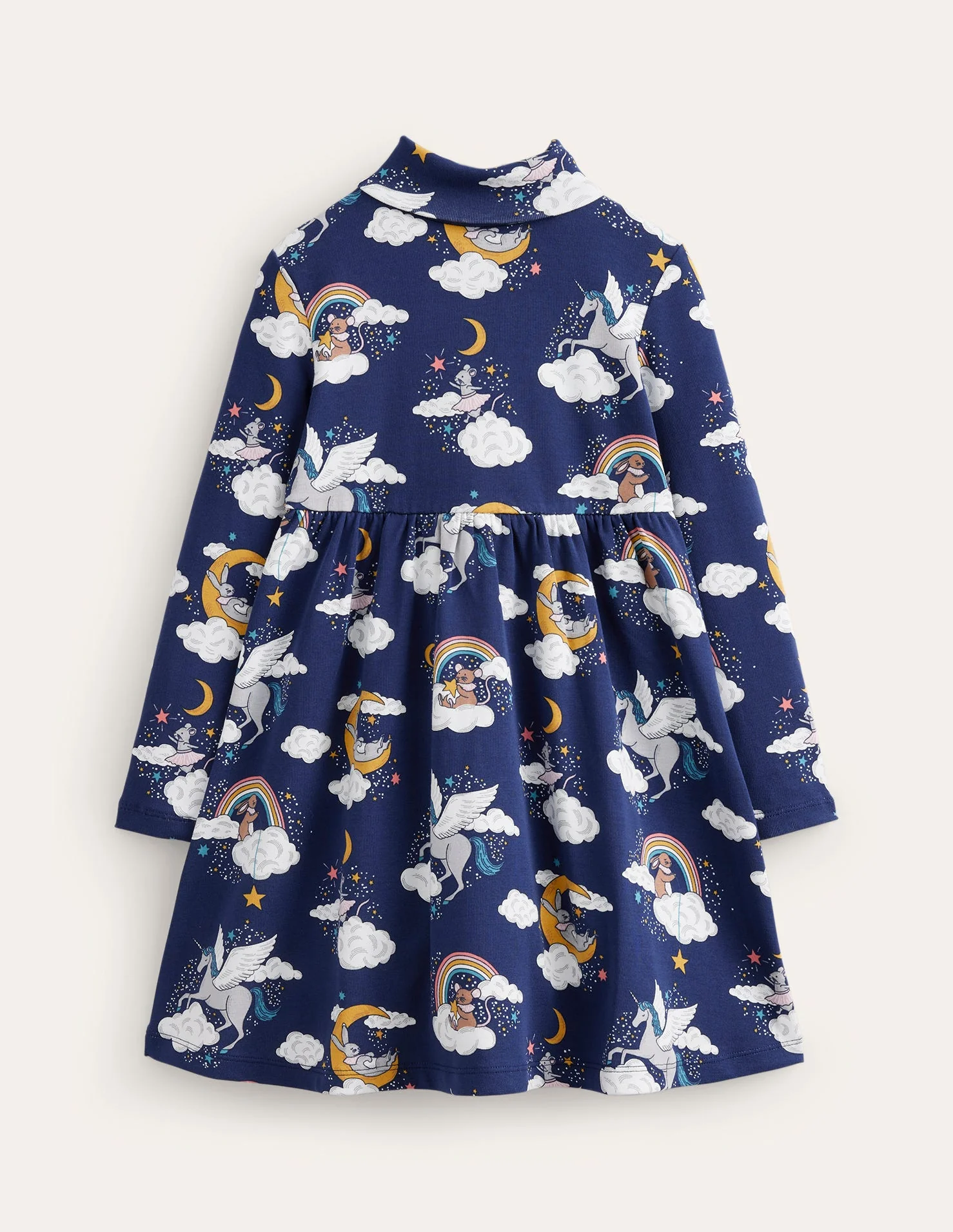 Jerseykleid mit Rollkragen-Schuluniform-Marineblau Magischer Himmel