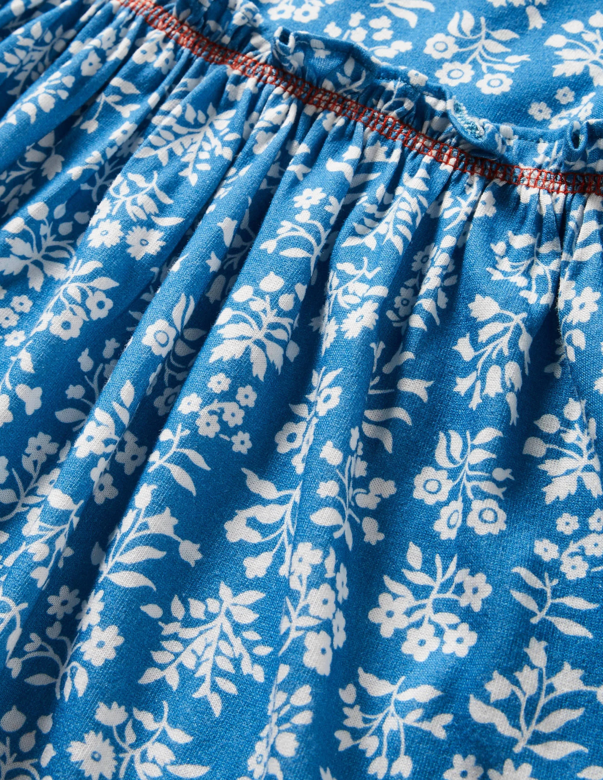 Jerseykleid mit Rüschen-Bahamasblau/Naturweiß, Holzschnittmuster - Image 3