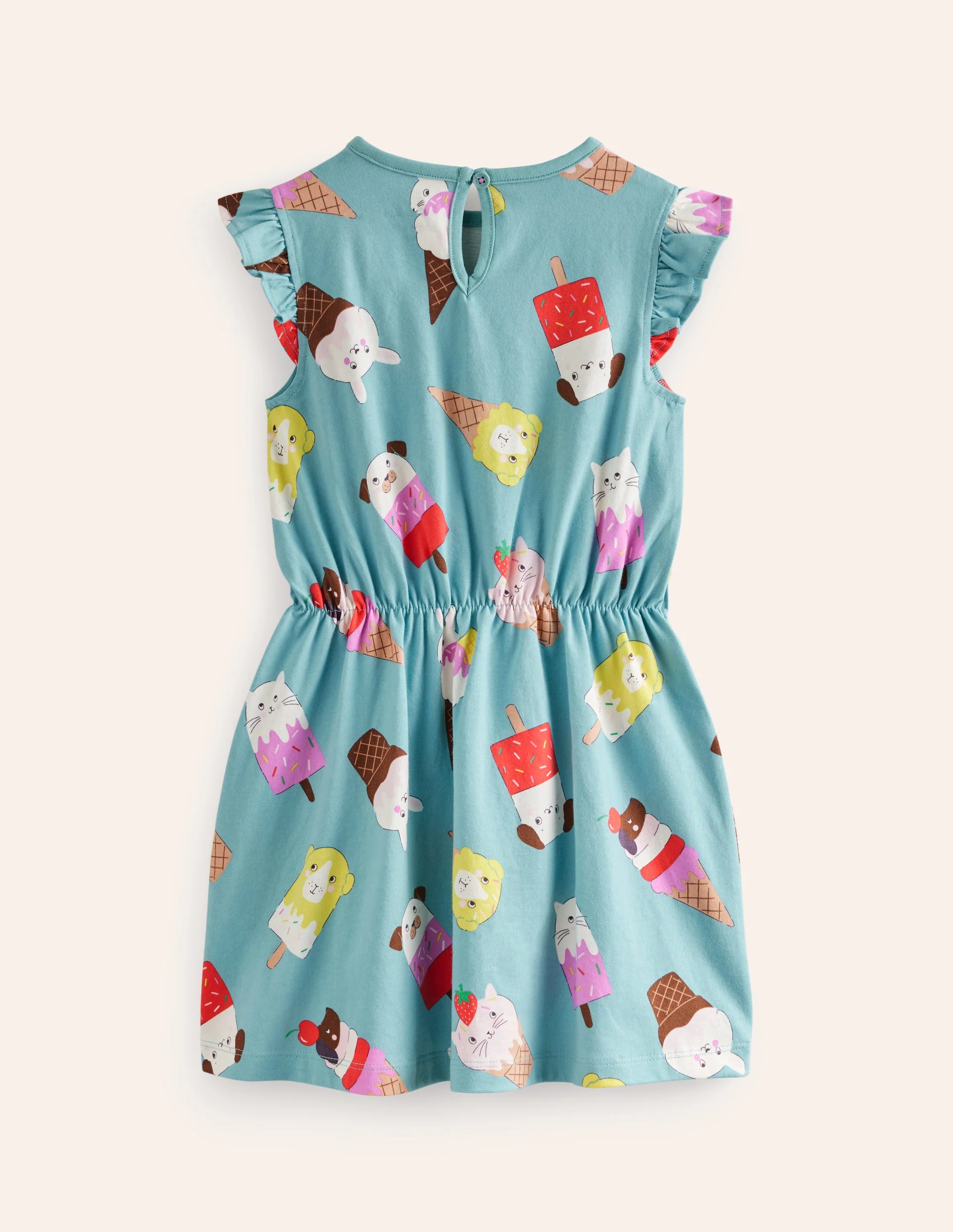 Jerseykleid mit Rüschenärmeln-Aqua Meer Eiscreme - Image 2