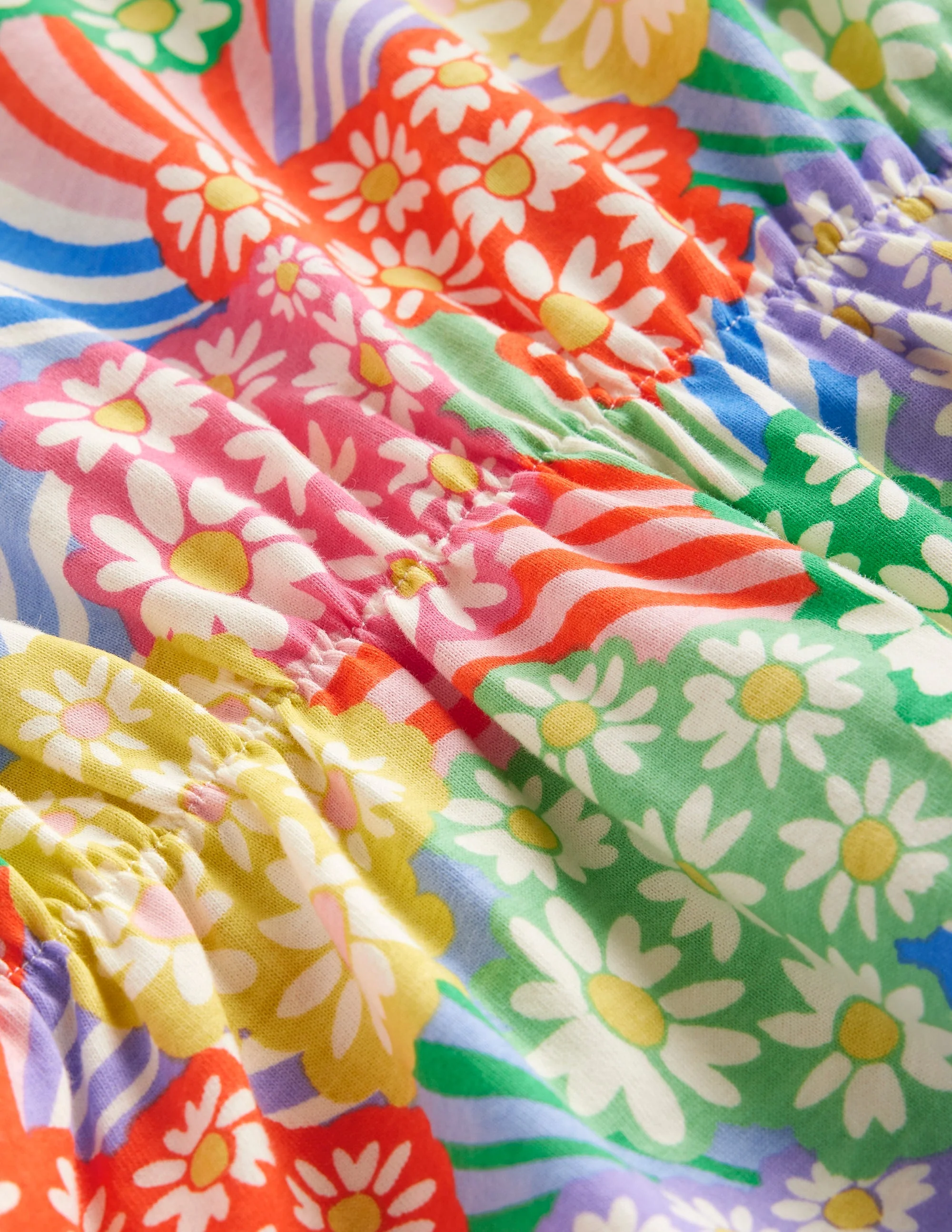 Jerseykleid mit Rüschenärmeln-Bunt Regenbogen Gänseblümchen - Image 3