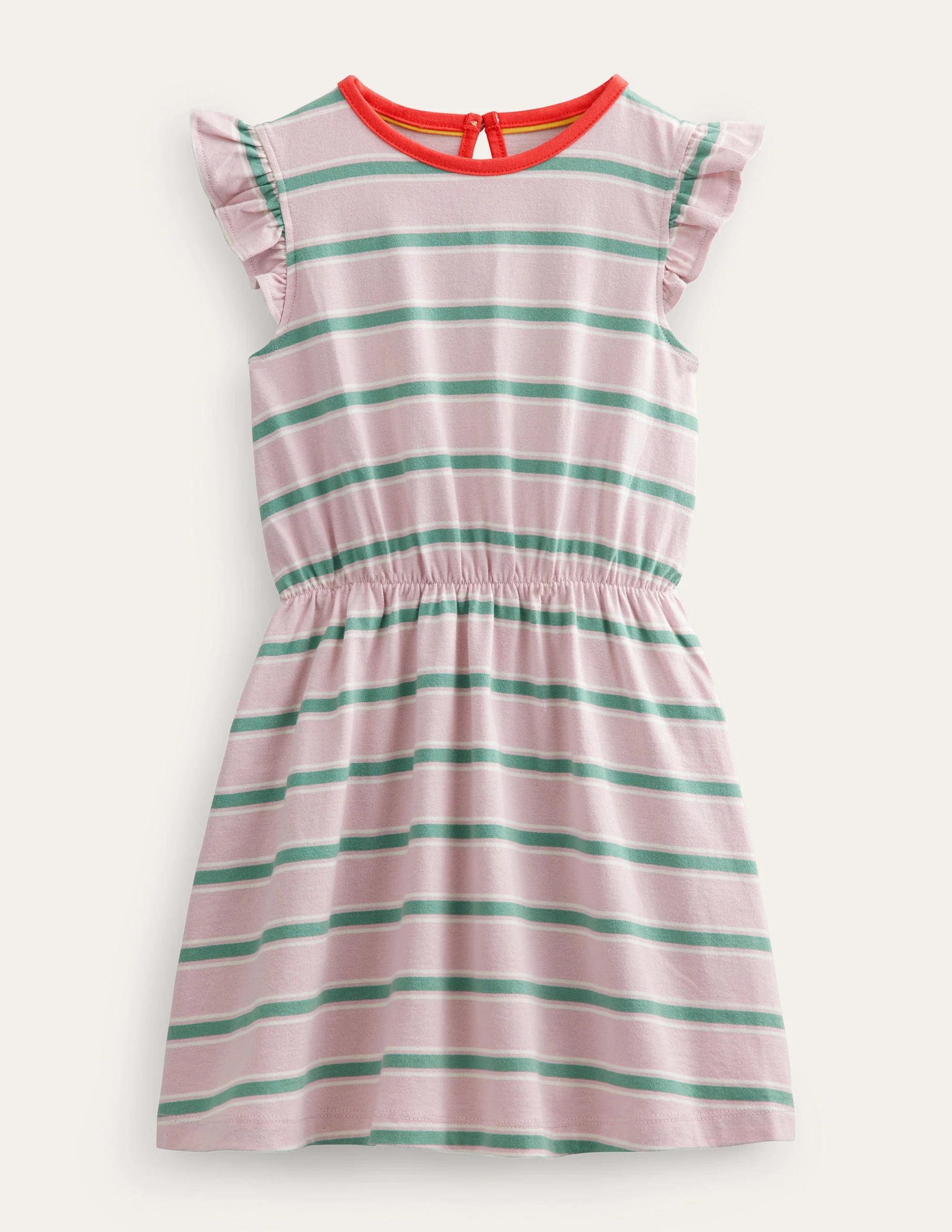 Jerseykleid mit Rüschenärmeln-Französisches Rosa/Zultanitgrün