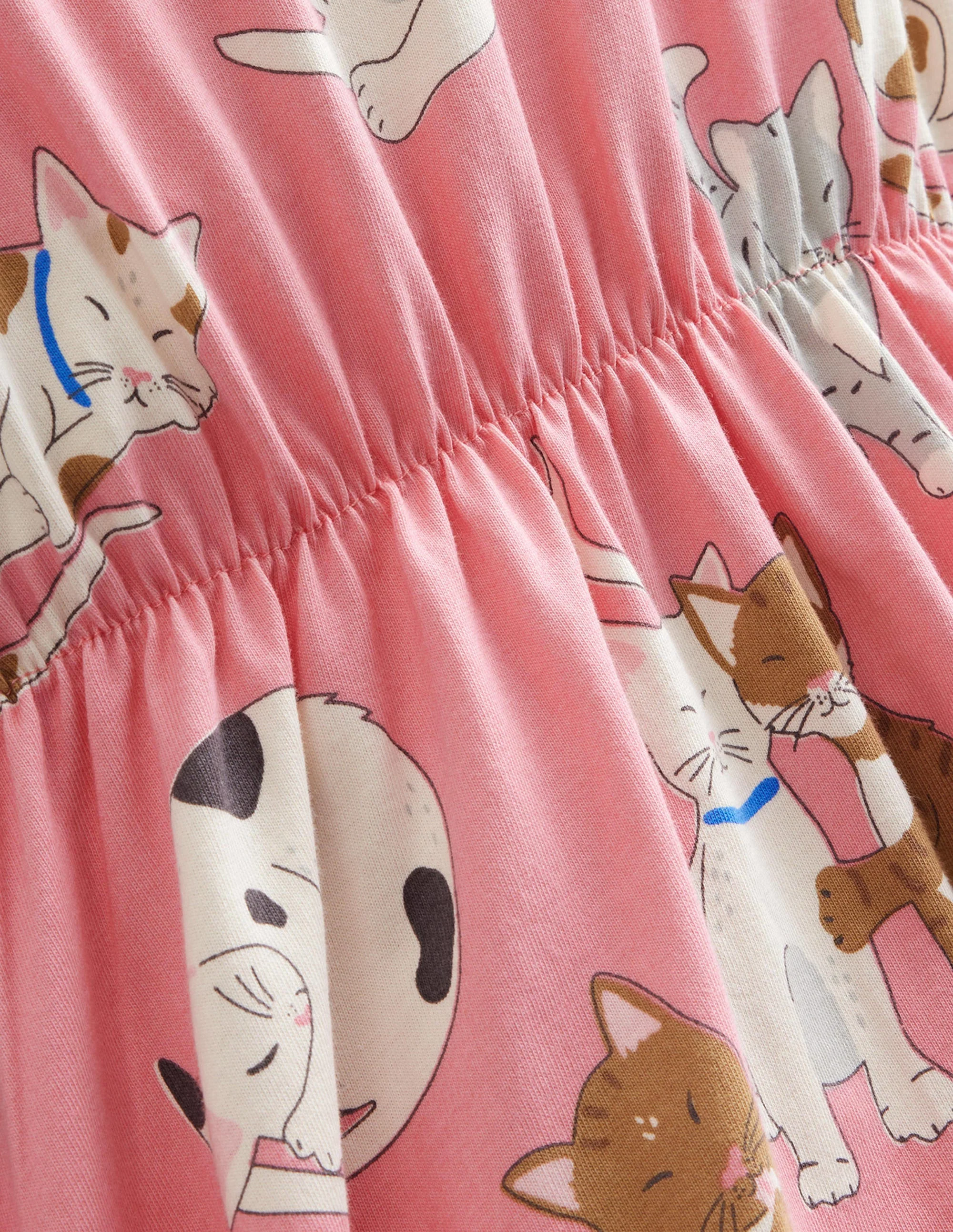 Jerseykleid mit Rüschenärmeln-Krabbenrosa, Katzen - Image 3