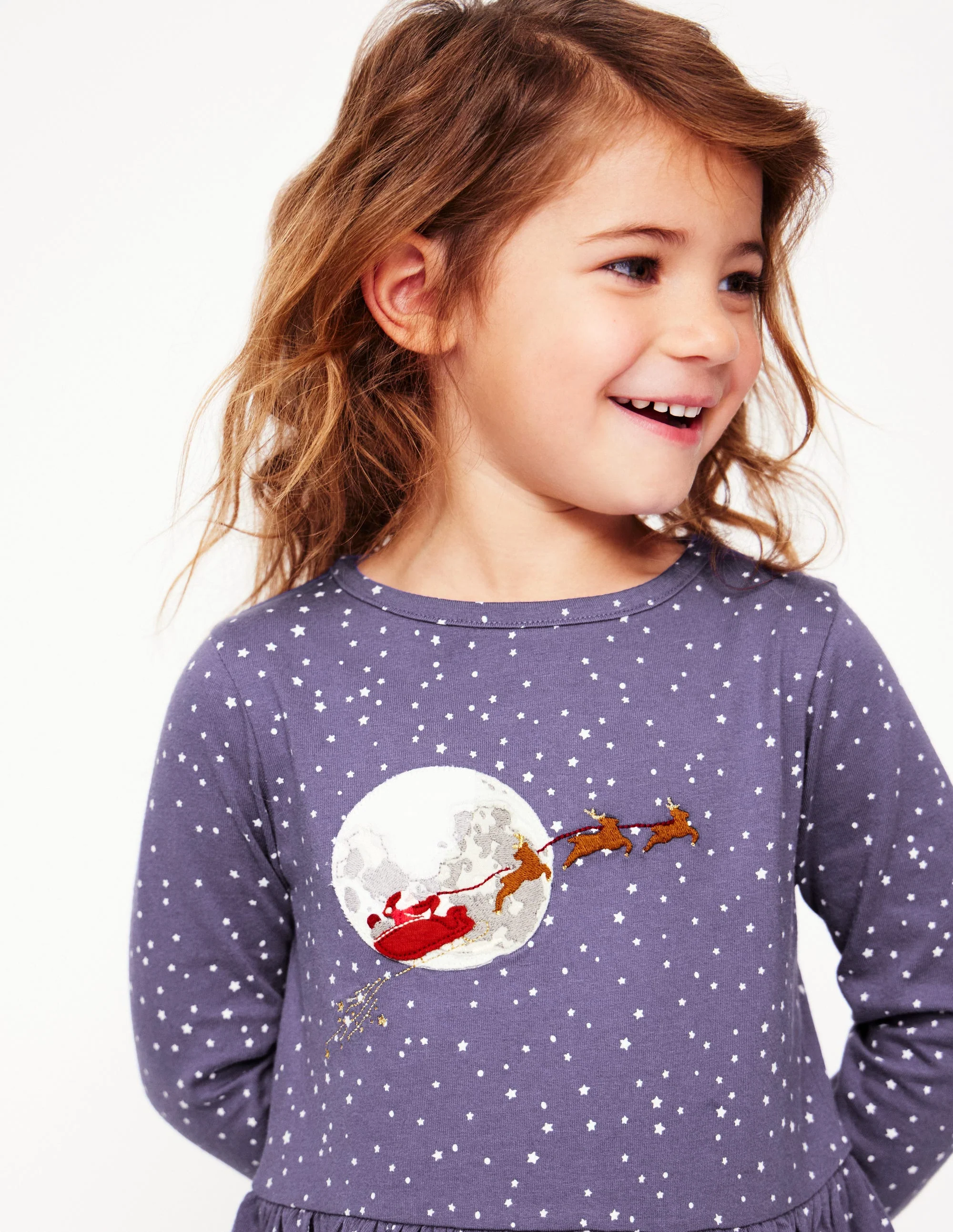 Jerseykleid mit Saumapplikation-Sanftes Steuerbordblau Weihnachten - Image 3