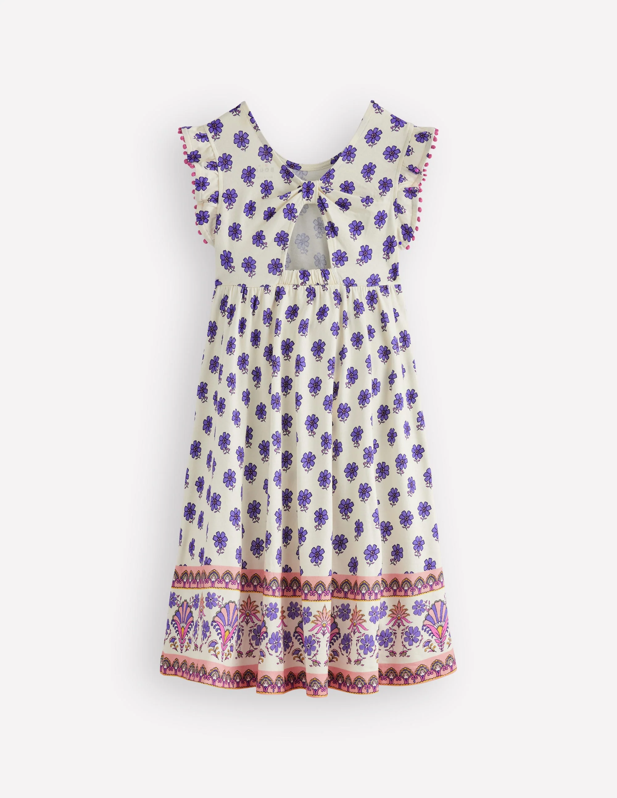 Jerseykleid mit Schleife am Rücken-Bunt Holzblock - Image 4