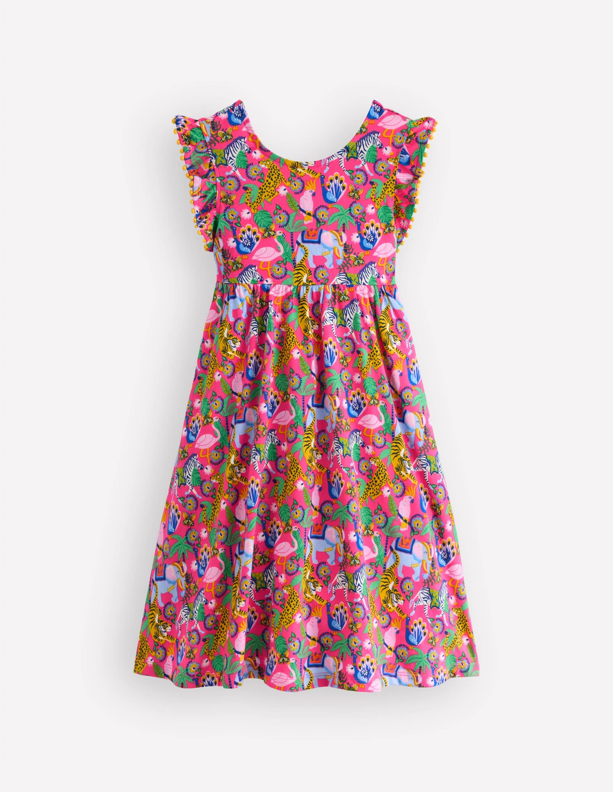 Jerseykleid mit Schleife am Rücken-Flamingo Pink Dschungeltiere - Image 4