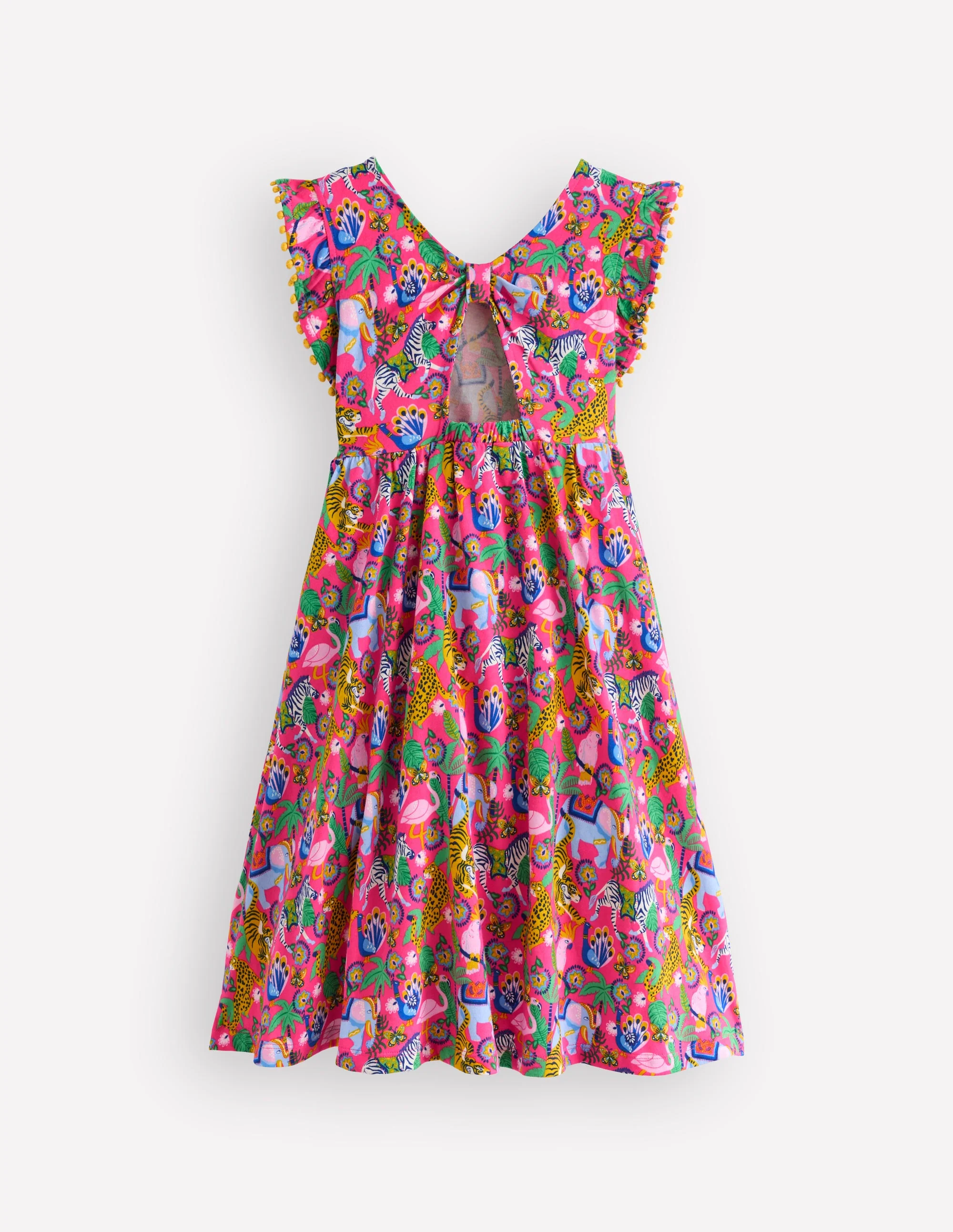 Jerseykleid mit Schleife am Rücken-Flamingo Pink Dschungeltiere - Image 5