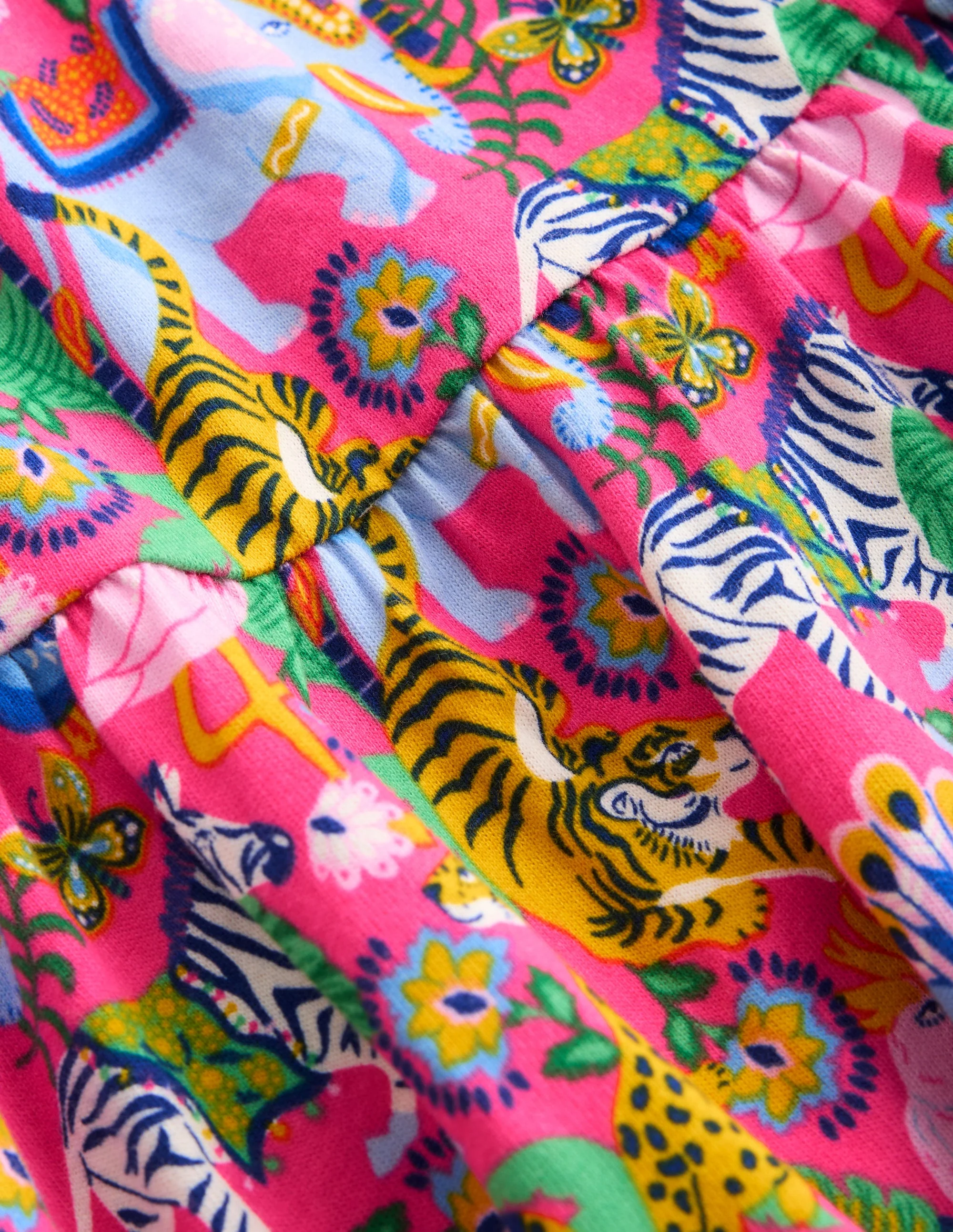 Jerseykleid mit Schleife am Rücken-Flamingo Pink Dschungeltiere - Image 6