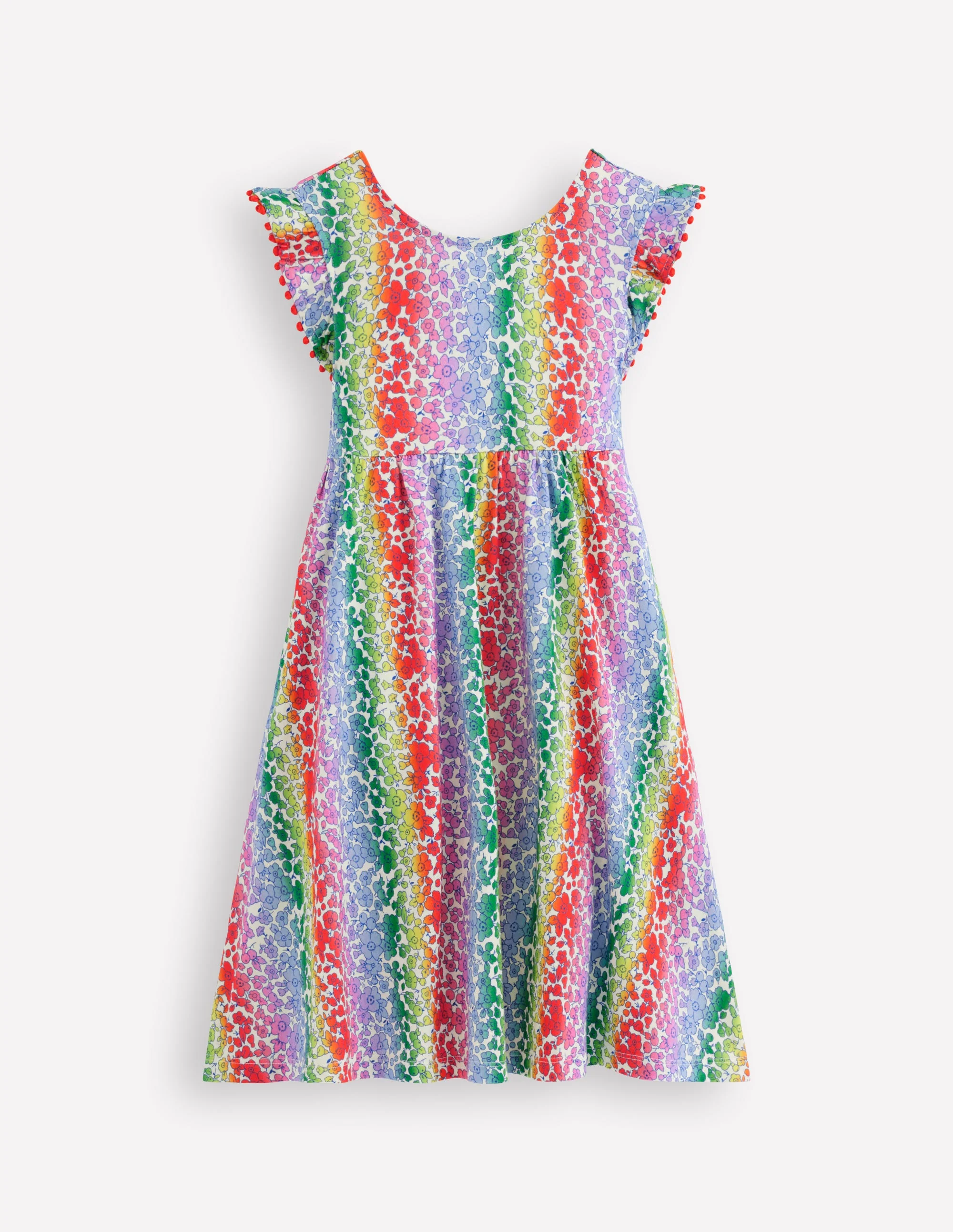 Jerseykleid mit Schleife am Rücken-Regenbogen-Ombré Blumenbeet