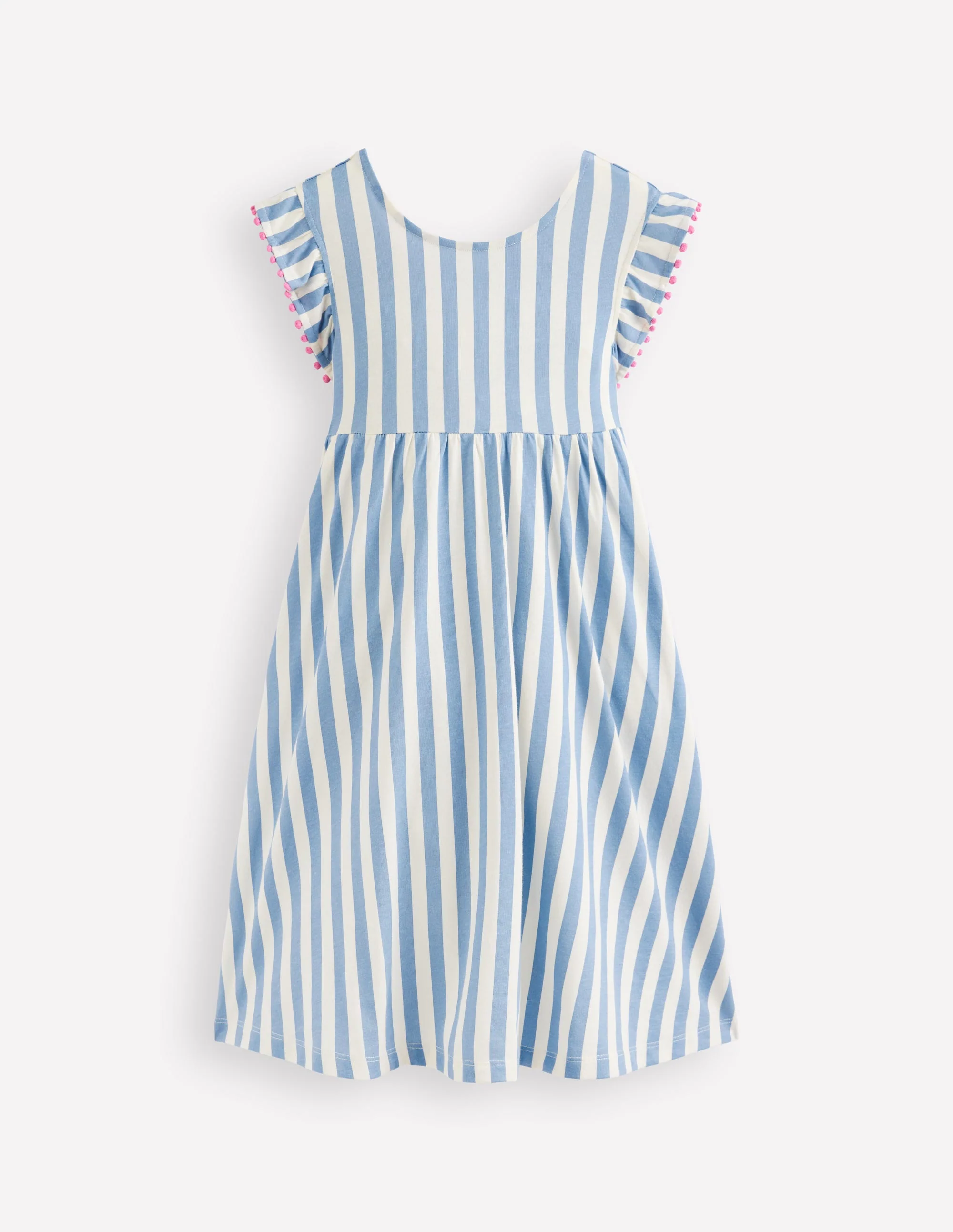 Jerseykleid mit Schleife am Rücken-Salzblau/Naturweiß Streifen - Image 3