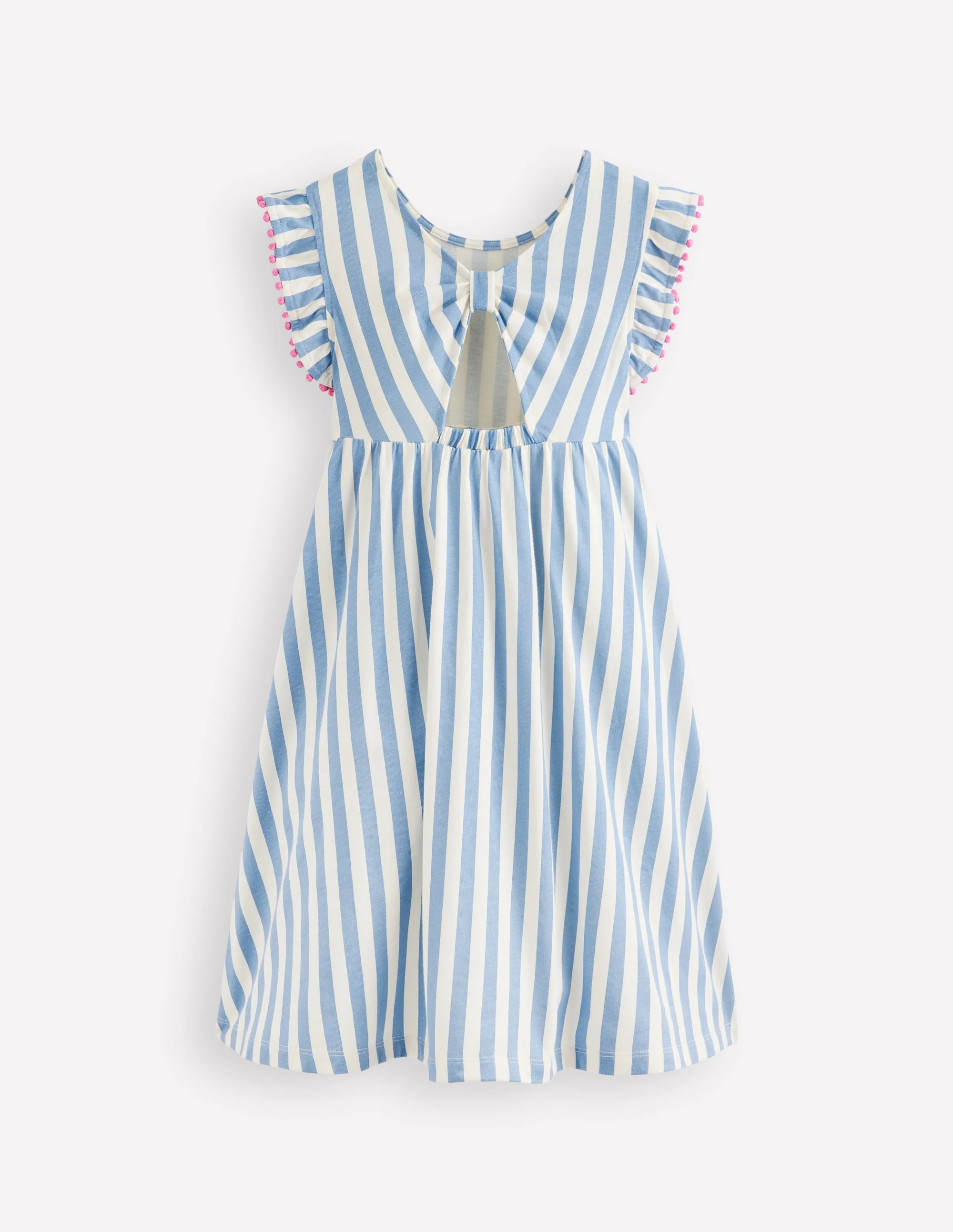 Jerseykleid mit Schleife am Rücken-Salzblau/Naturweiß Streifen - Image 4