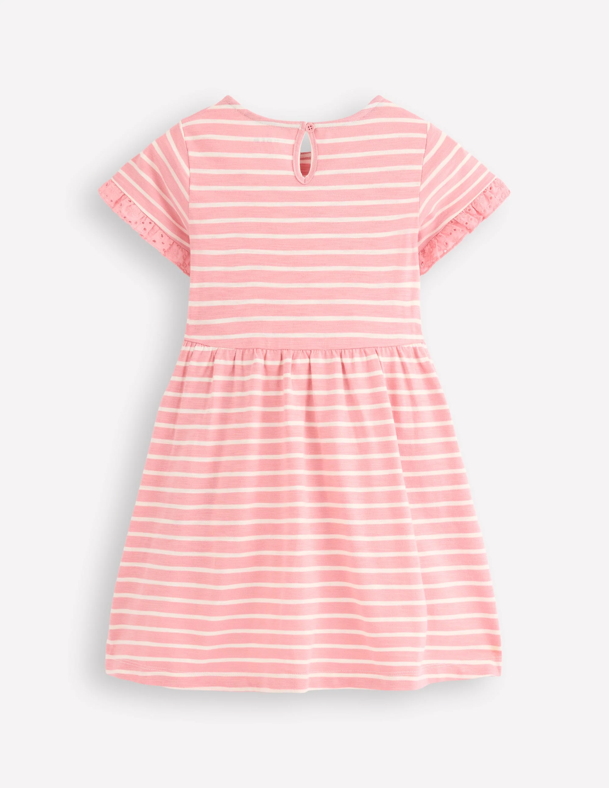 Jerseykleid mit Tasche aus Lochstickerei-Mandelrosa Streifen - Image 2