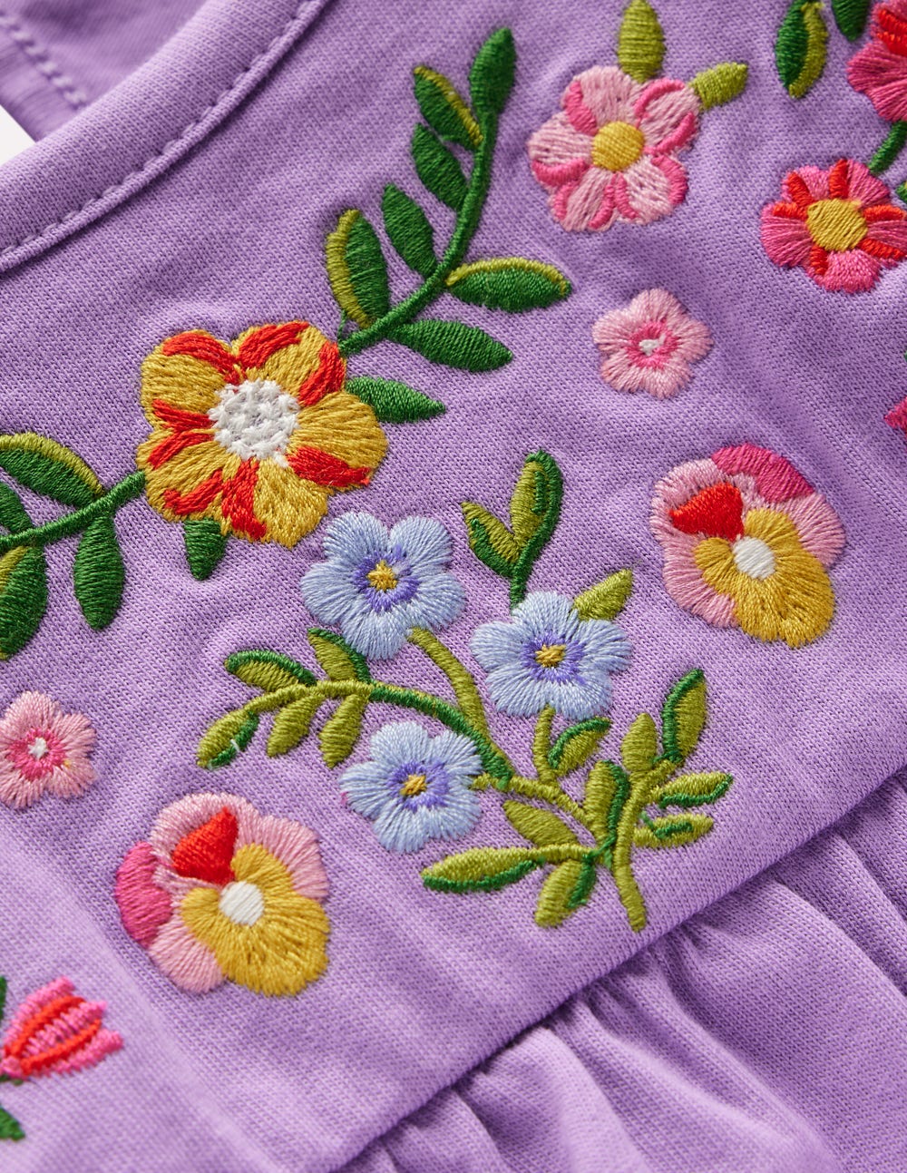 Jerseyoberteil mit bestickter Passe-Asternlila Stickerei - Image 3