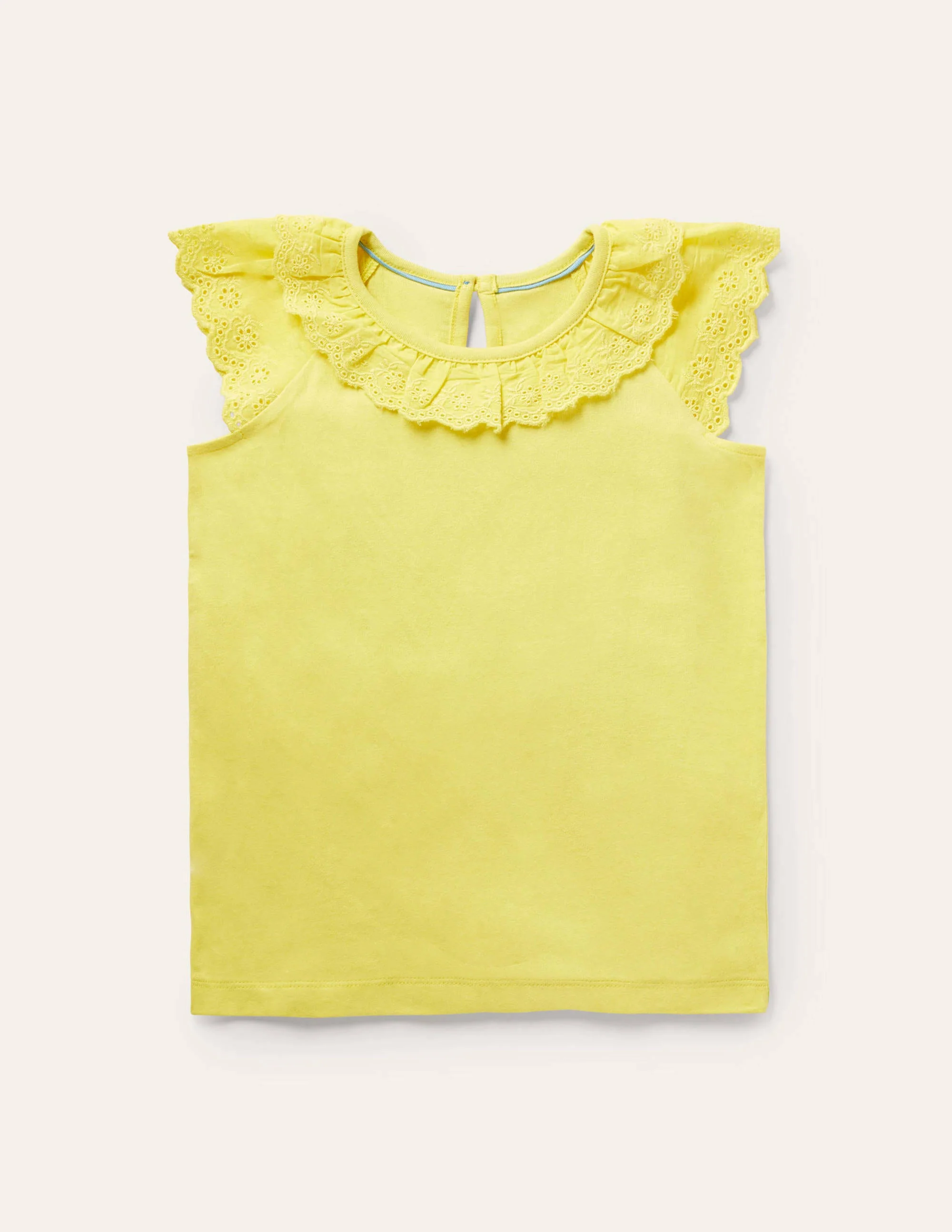 Jerseyoberteil mit Lochstickerei-Maisgelb