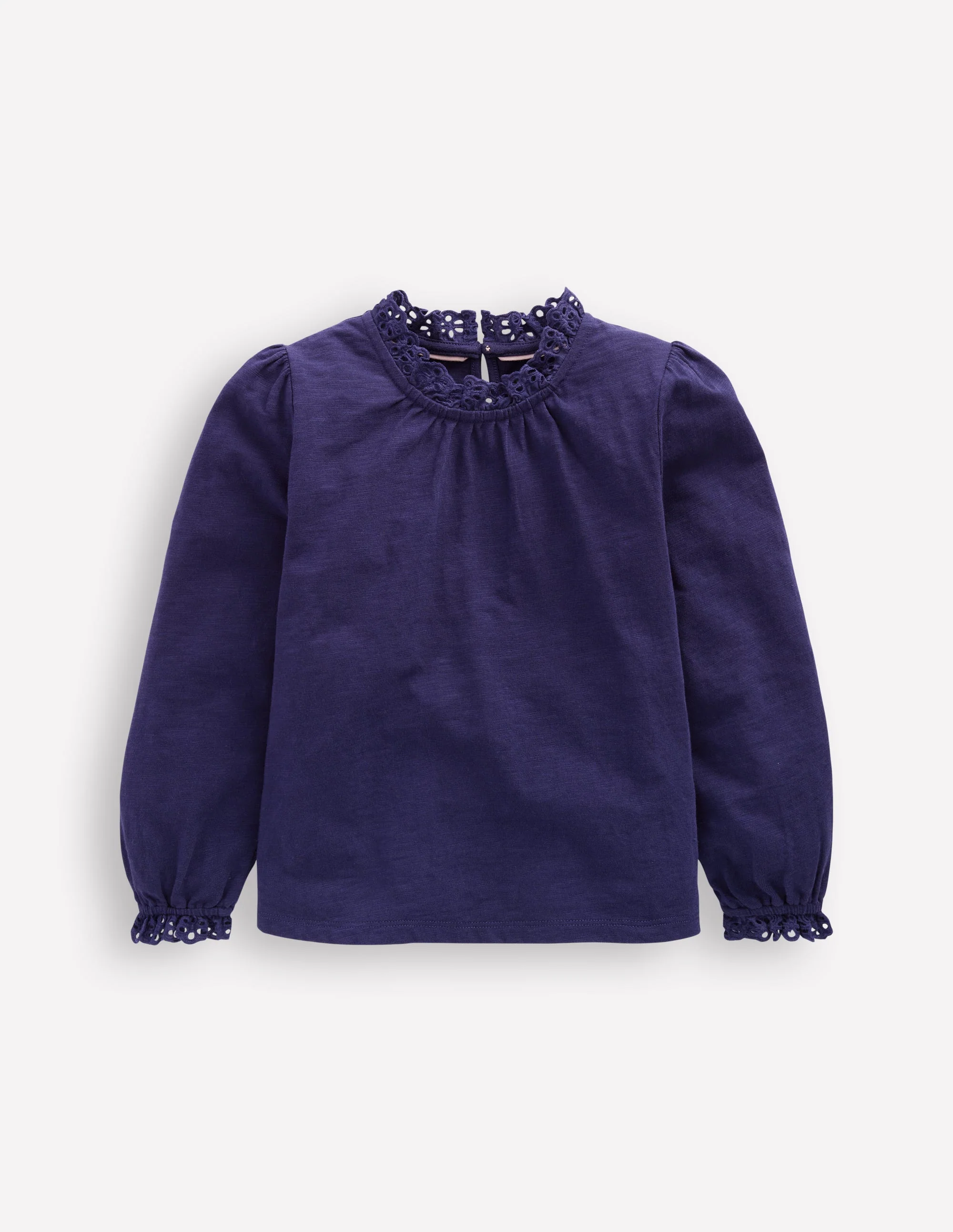 Jerseyoberteil mit Lochstickerei-Steuerbordblau