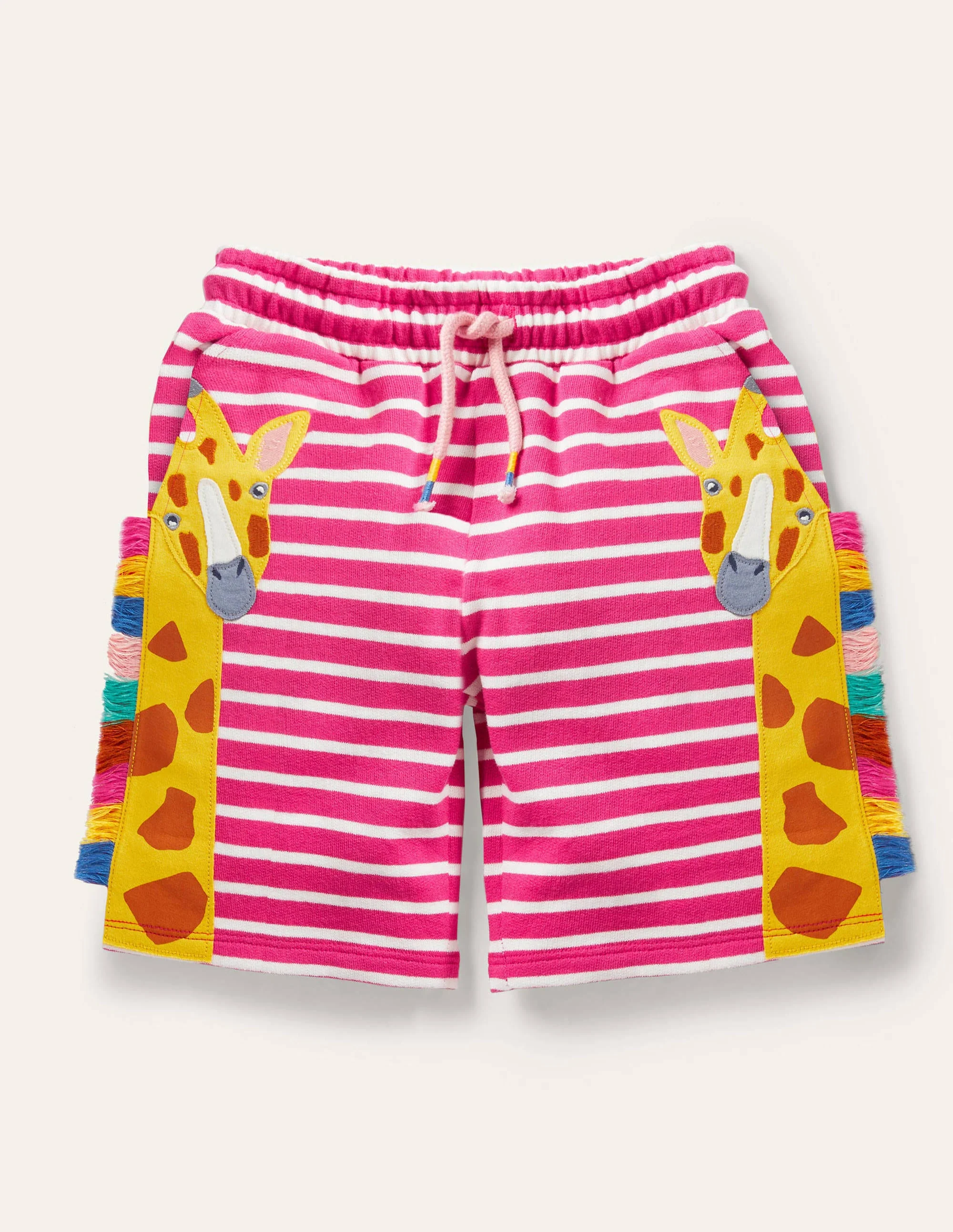 Jerseyshorts mit Applikation-Tutti-Frutti-Pink, Giraffe