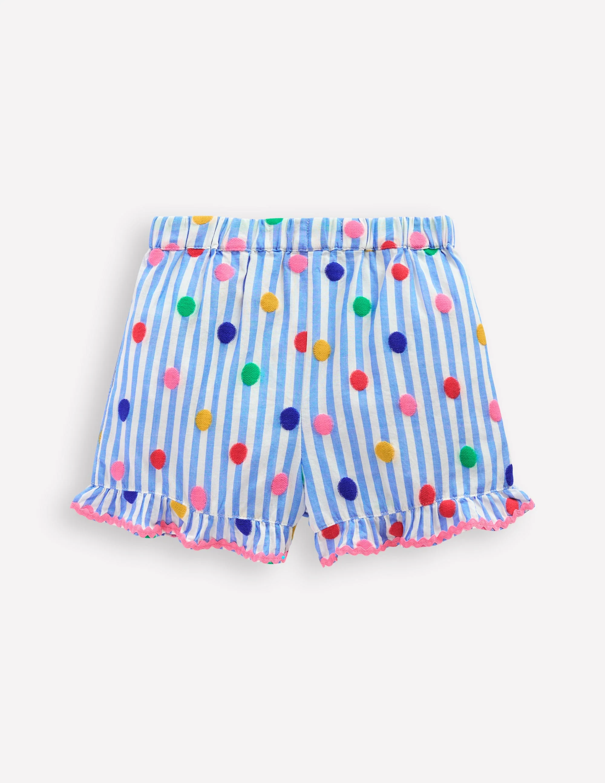 Juniper Gewebte Shorts mit Rüschen-Pfauenfederblau Punkte - Image 2