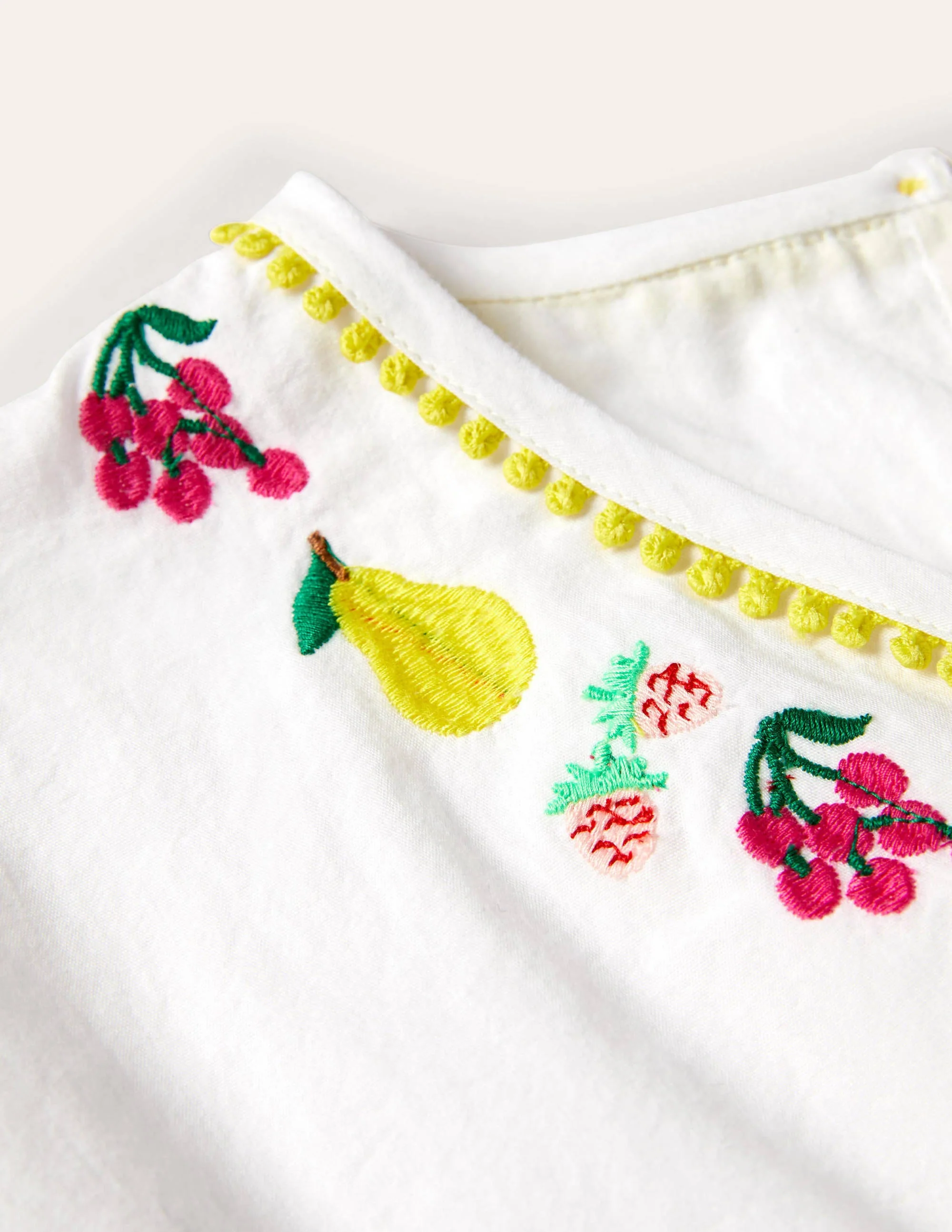 Kaftan mit gestickten Früchten-Weiß - Image 3