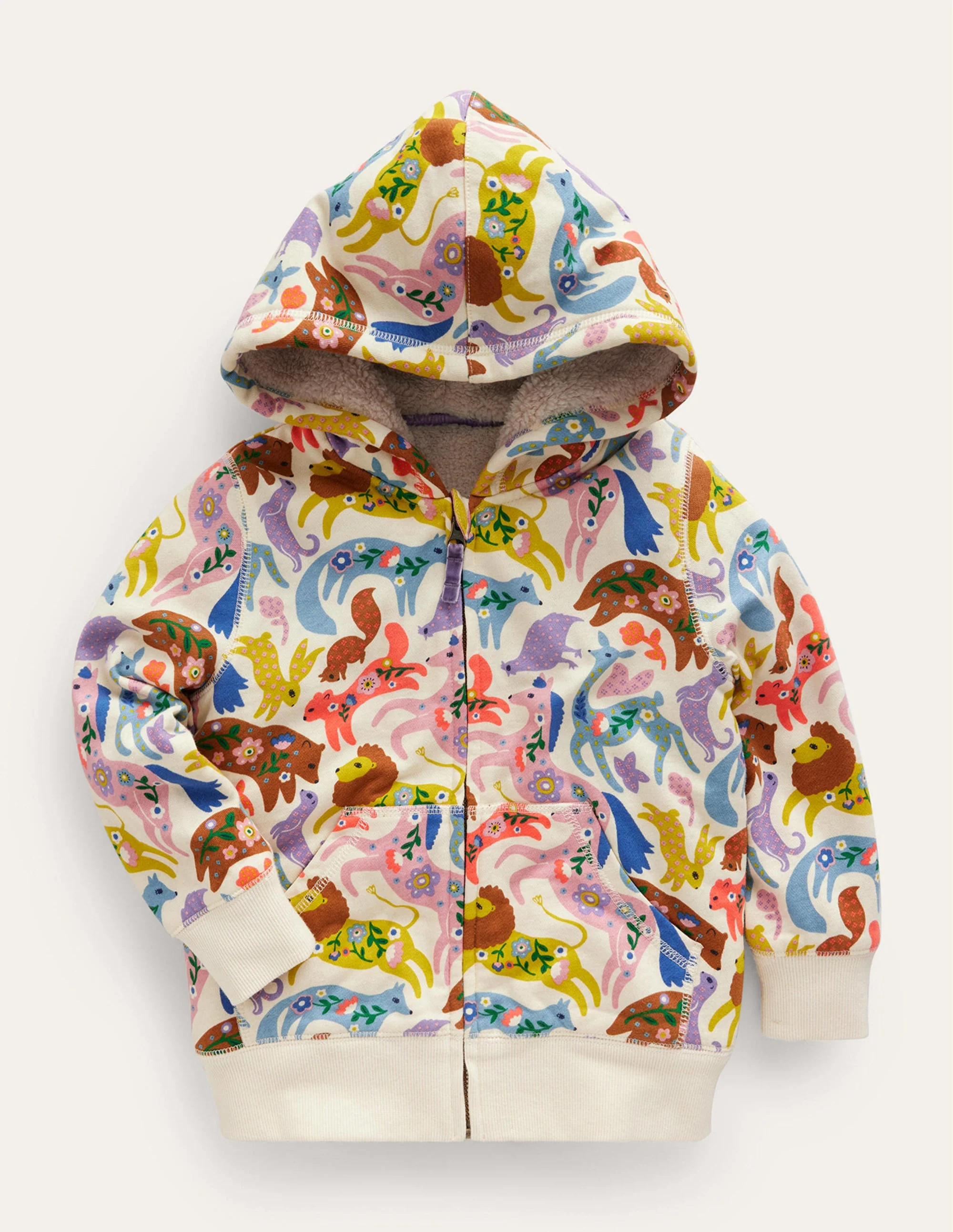 Kapuzenpulli mit Zottelfutter-Bunt Freunde